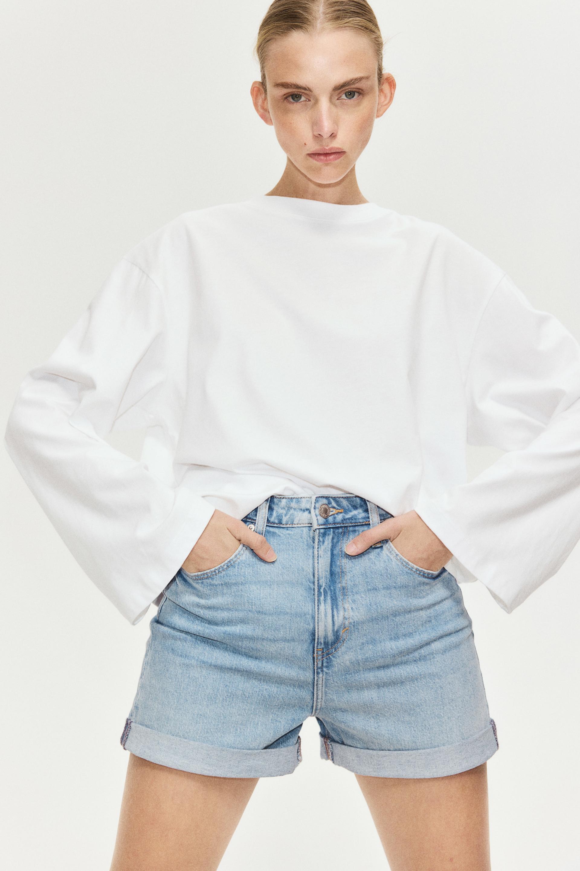 mom ultra high denim shorts