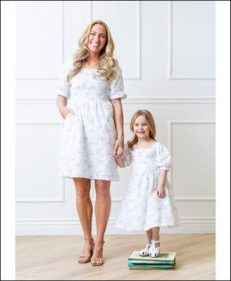 mommy me organic cotton puff sleeve dresses in printed meadow floral