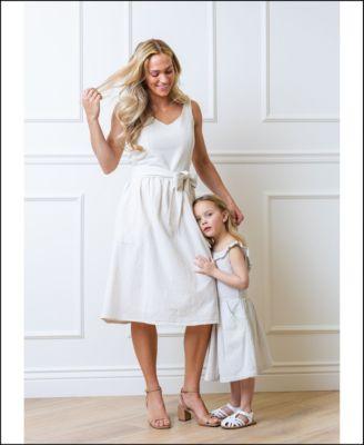 mommy me organic cotton seersucker dresses in taupe