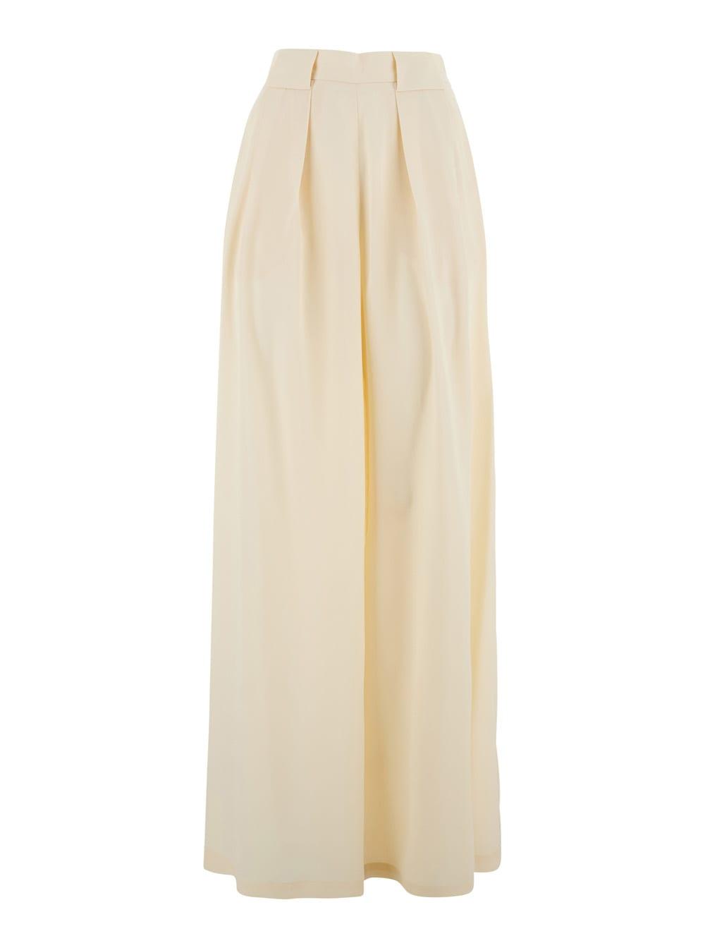 momonì aspen pant - white high-waisted pants with front pockets - acetate and silk - women