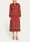 mona floral long-sleeve midi dress