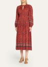 mona floral long-sleeve midi dress