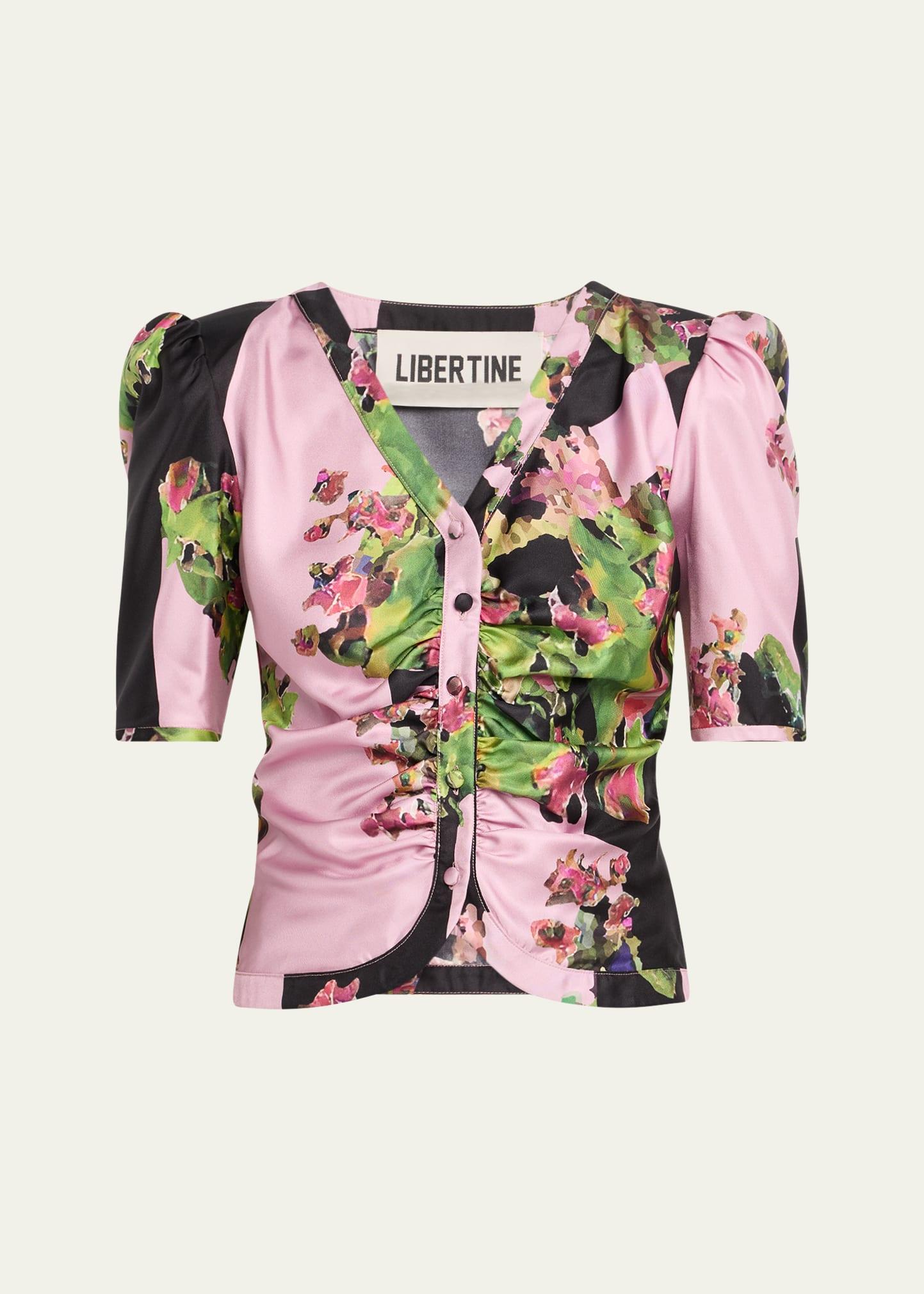 monaco pink london terrace ruched silk top