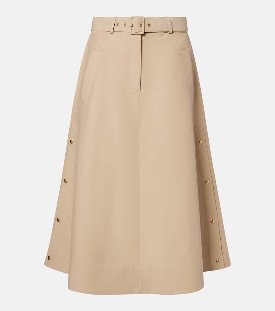 moncler belted cotton midi skirt