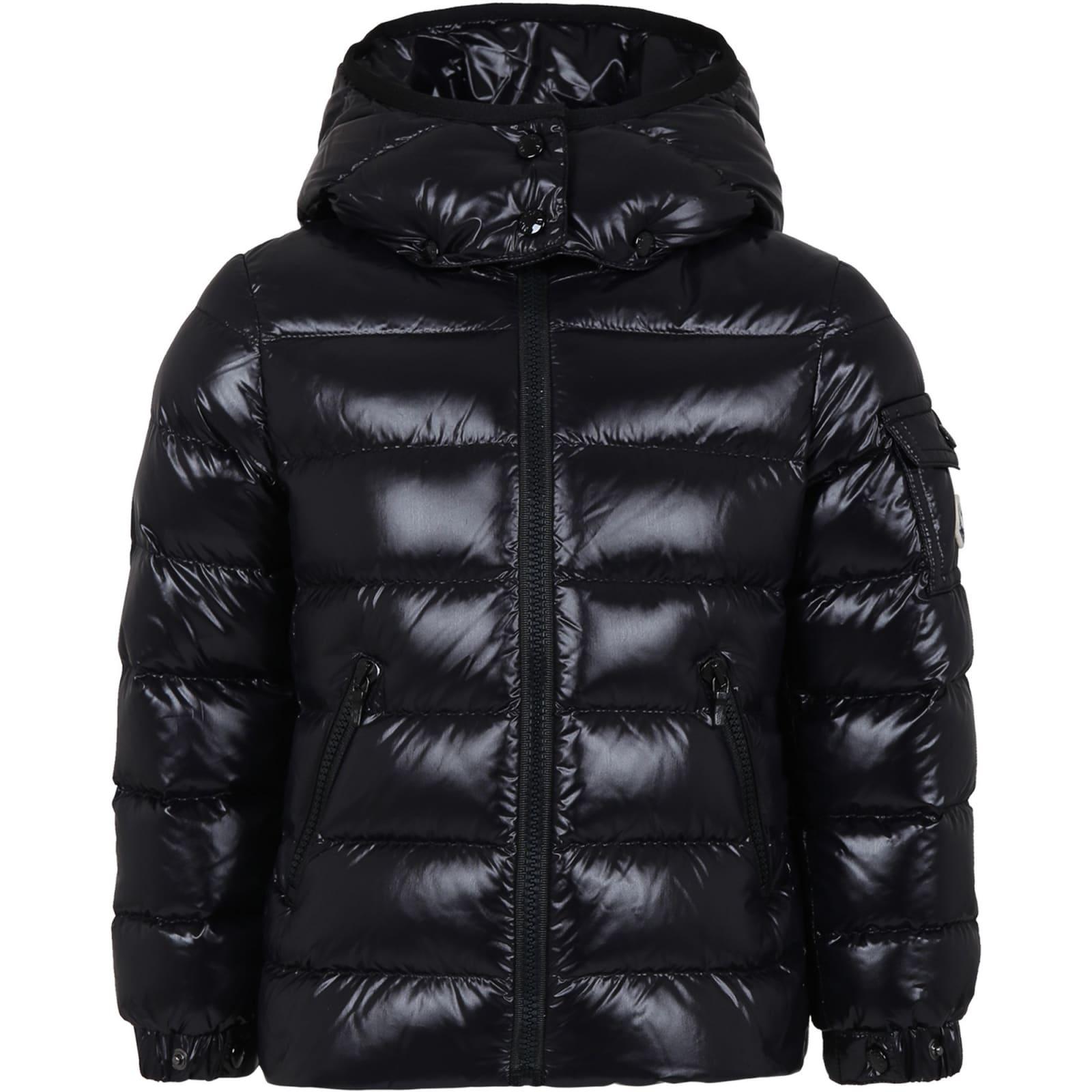 moncler black bady down jacket for girl with logo