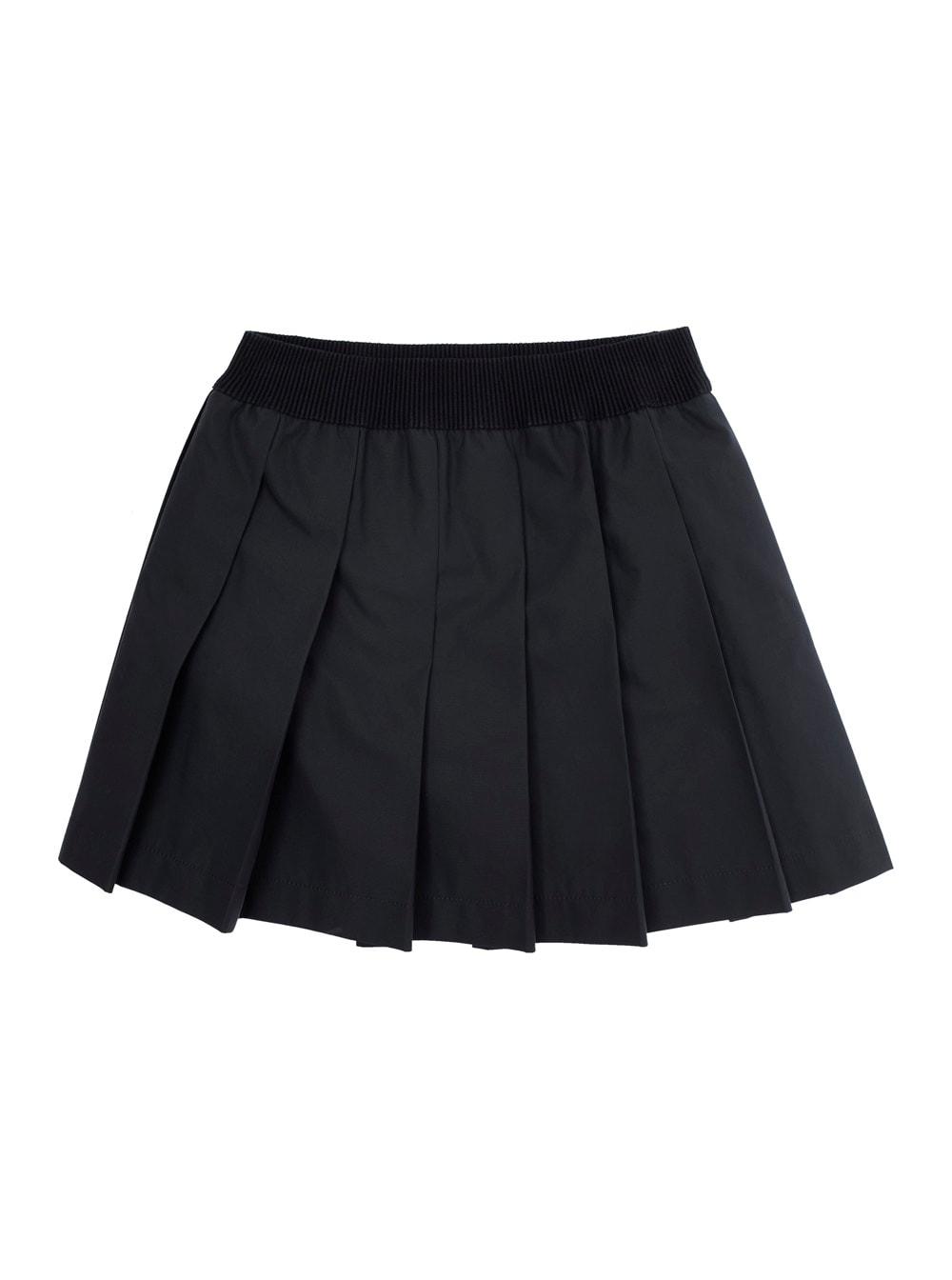 moncler black pleated skirt with logo patch in cotton girl