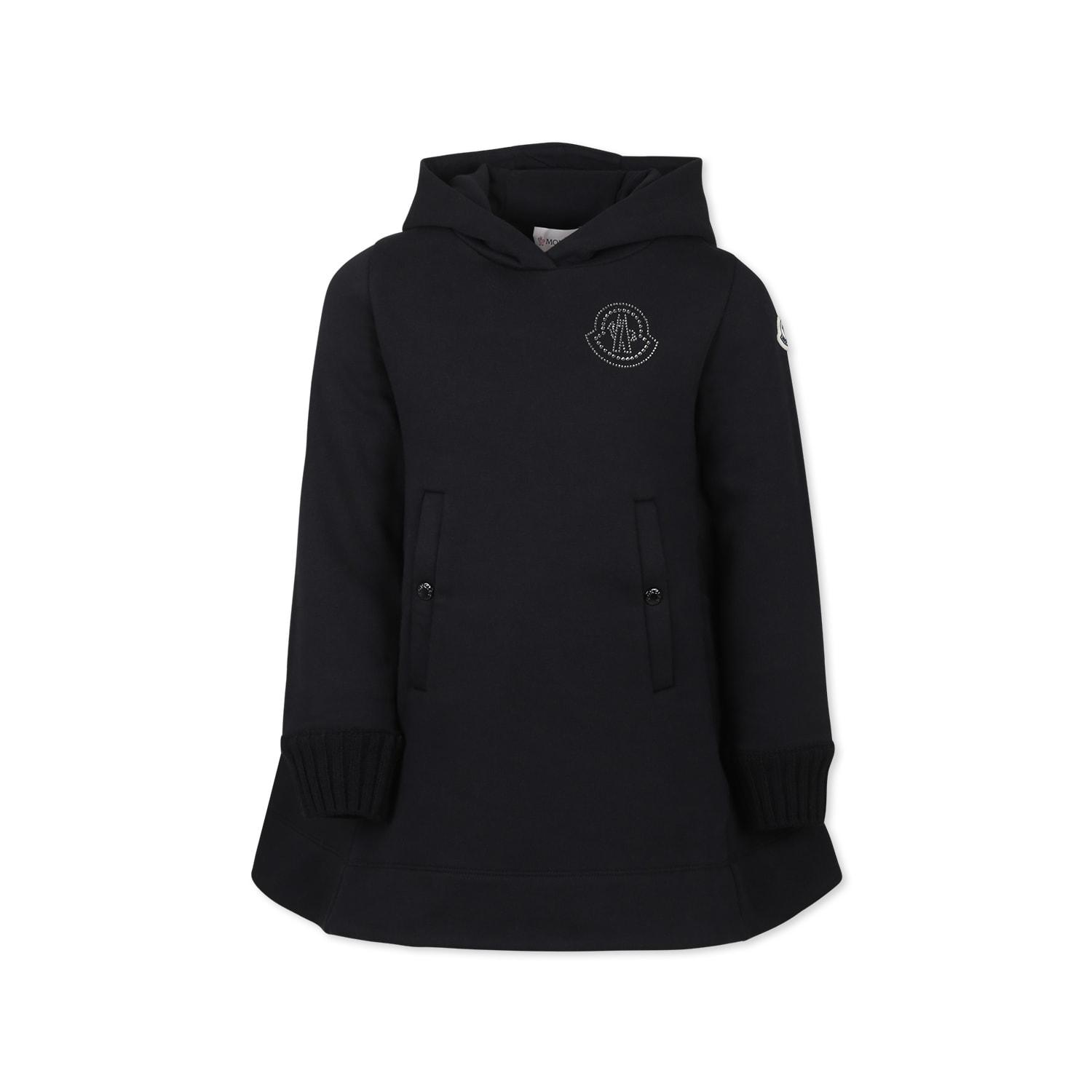 moncler black sweatshirt for girl with logo