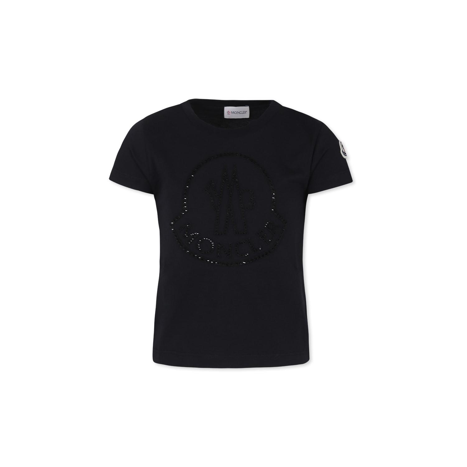moncler black t-shirt for girl with logo
