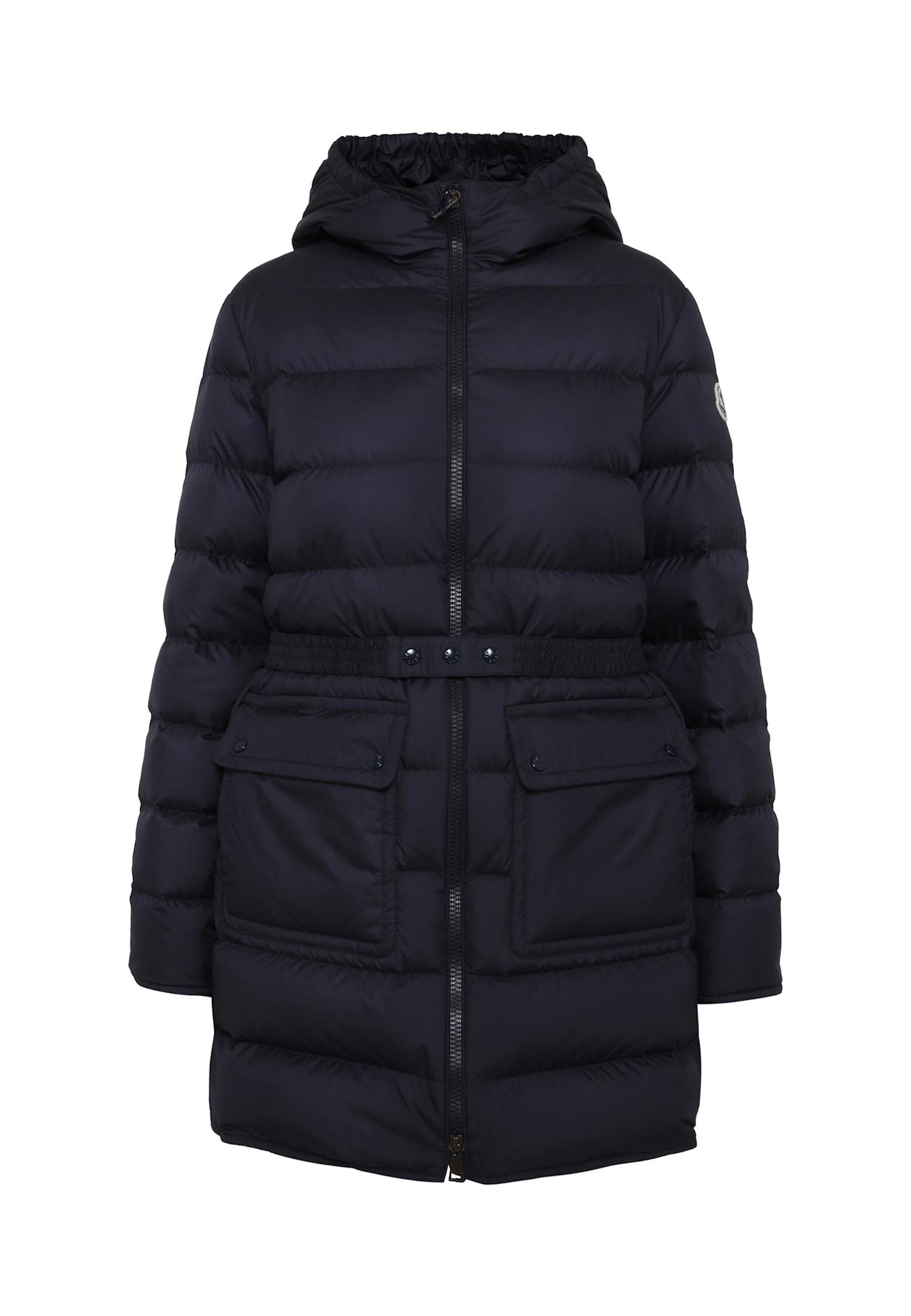 moncler blue pasenza down jacket for girl with logo