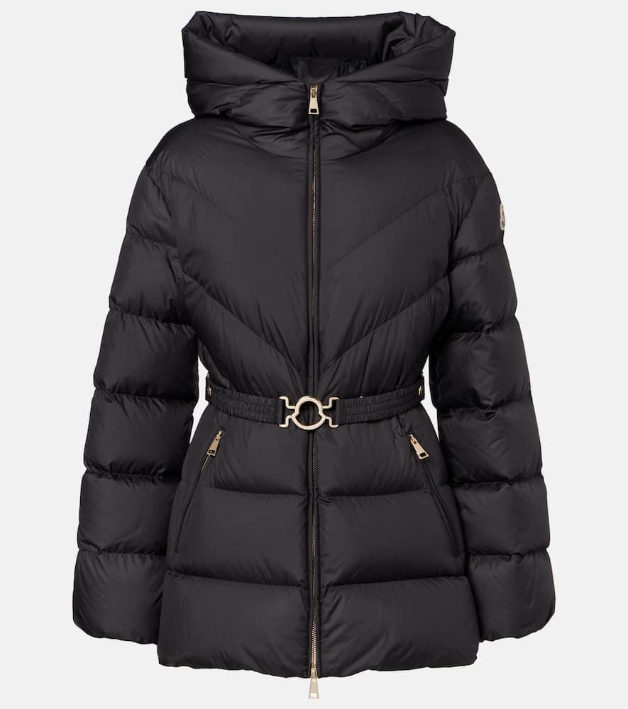 moncler brosse belted hooded down jacket