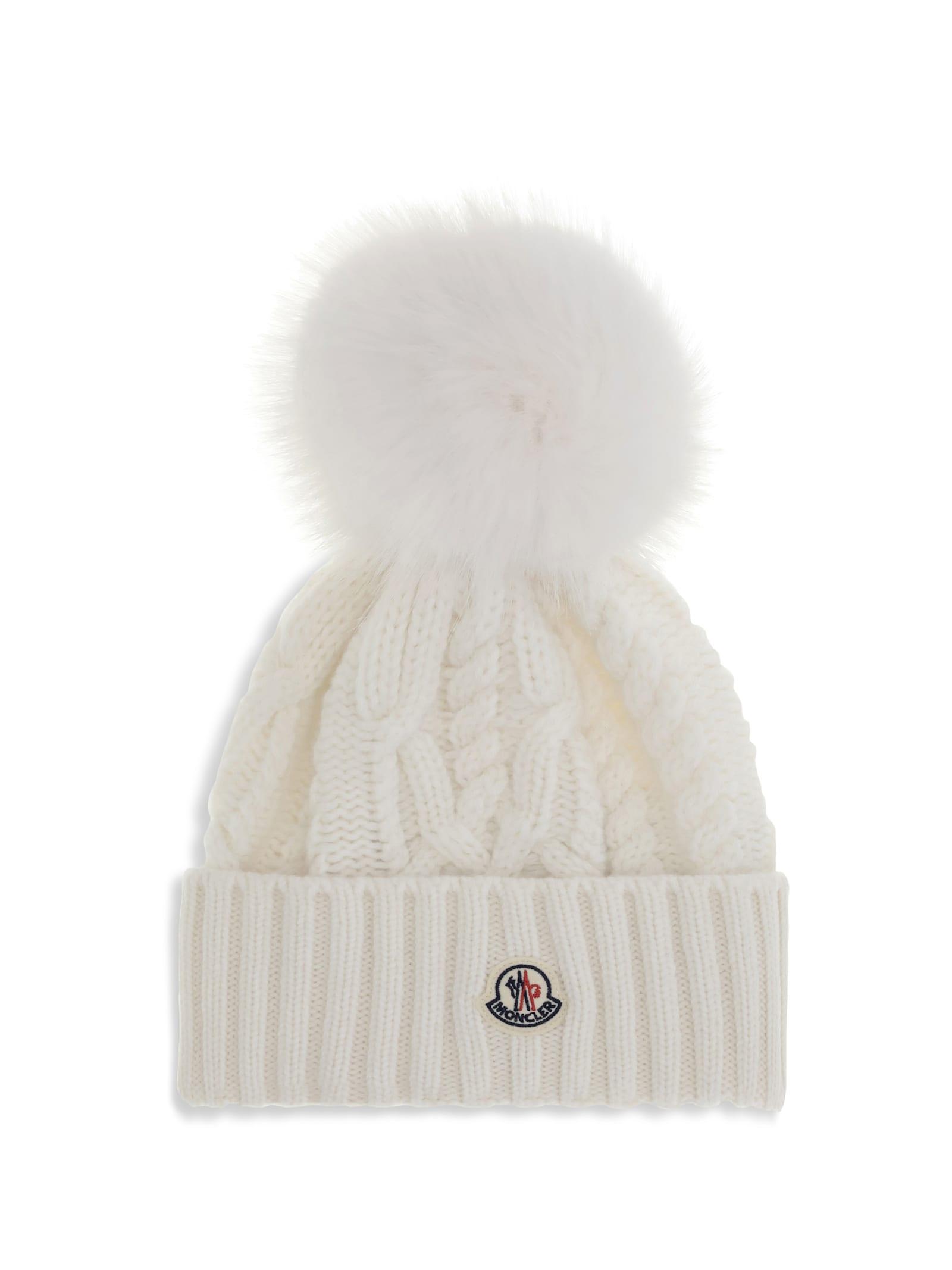 moncler cashmere blend hat with pom-pon