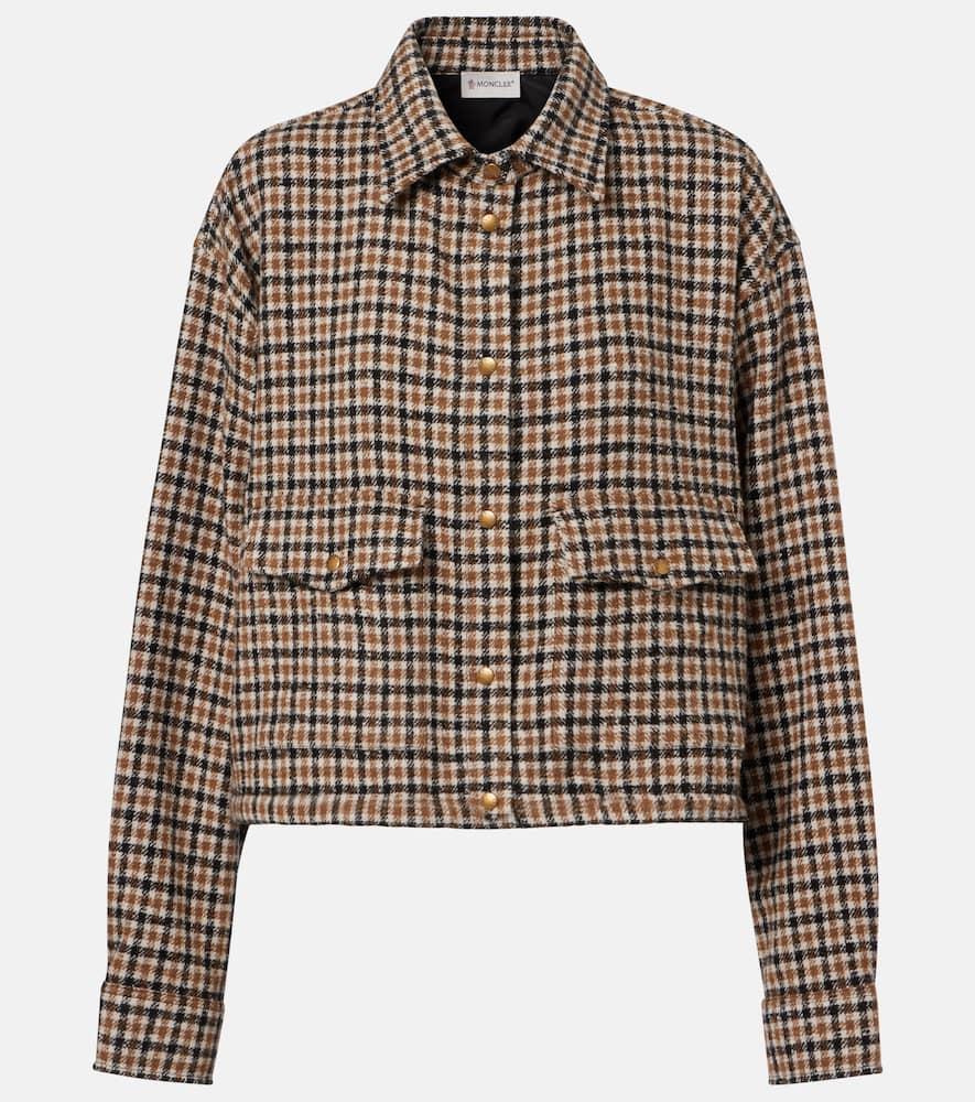 moncler checked cropped wool