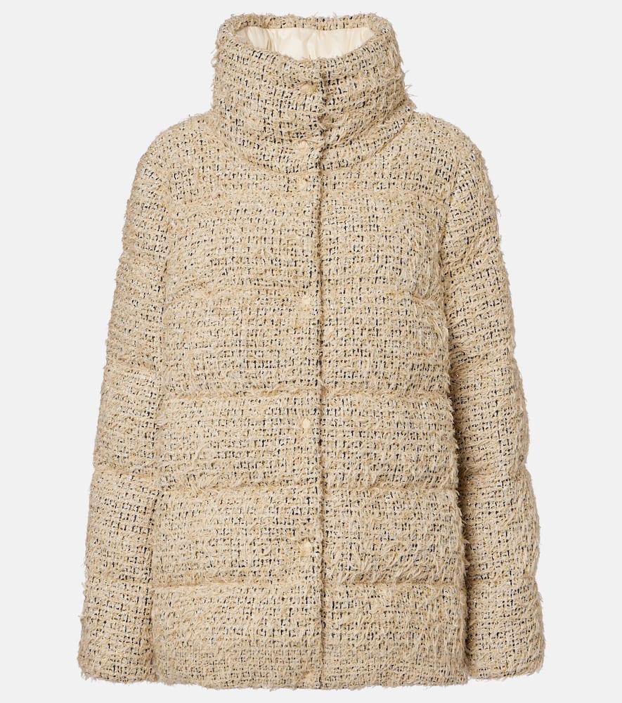 moncler cochelle checked tweed down jacket