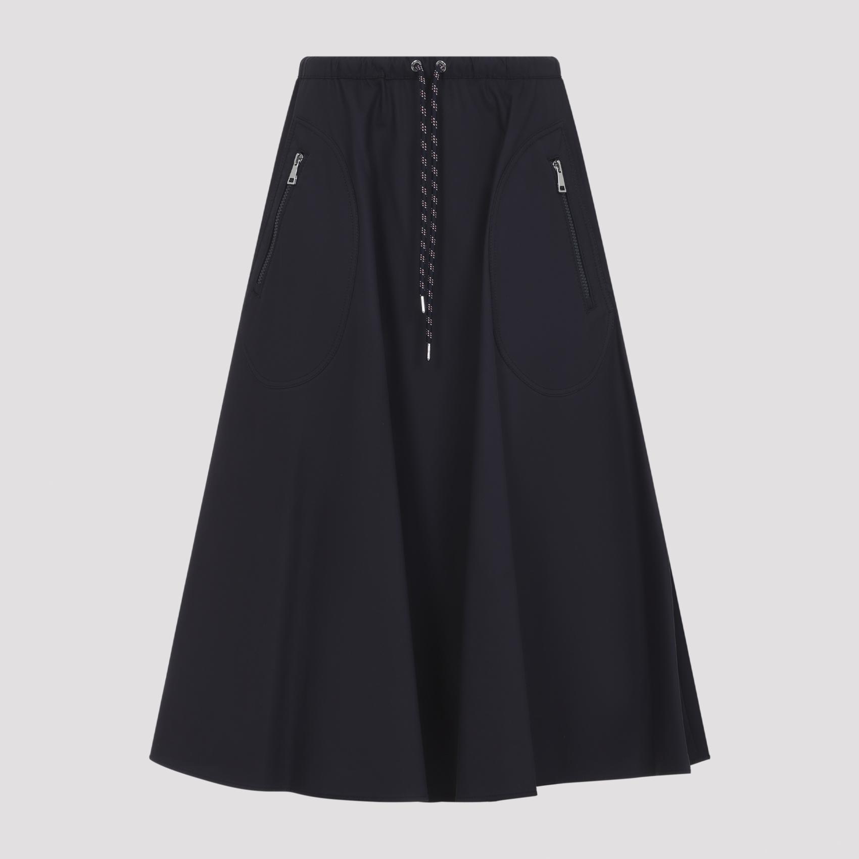 moncler cotton midi skirt blue polyamide - women