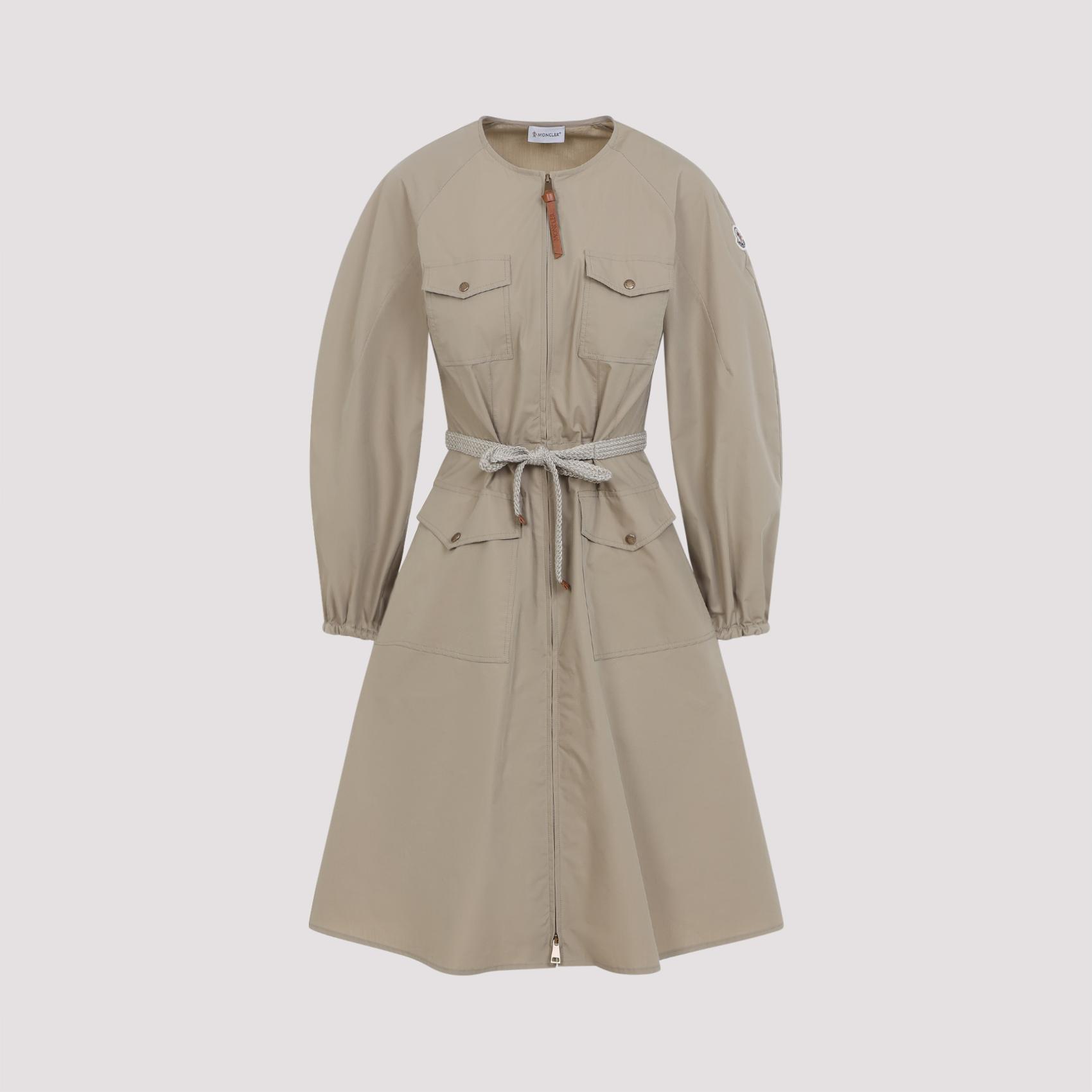 moncler cotton mini dress nude & neutrals polyester - women