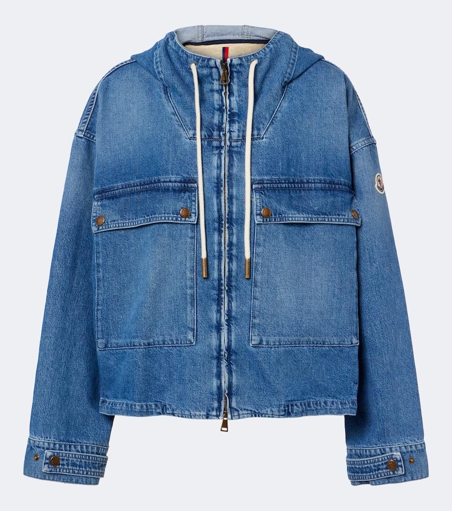 moncler ecrevisse layered denim down jacket
