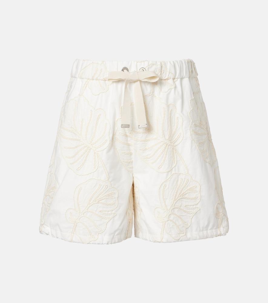 moncler embroidered cotton shorts
