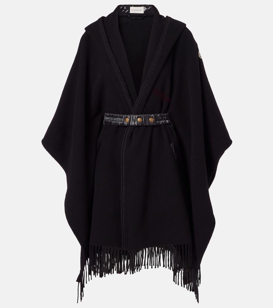 moncler fringed virgin wool cape