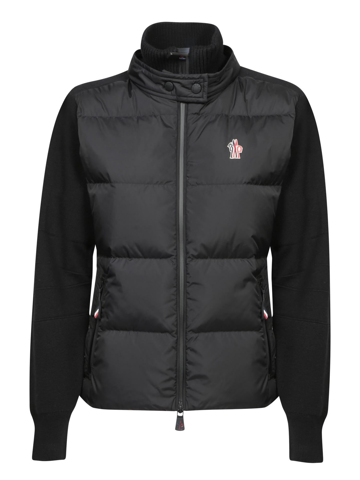 moncler grenoble black down cardigan