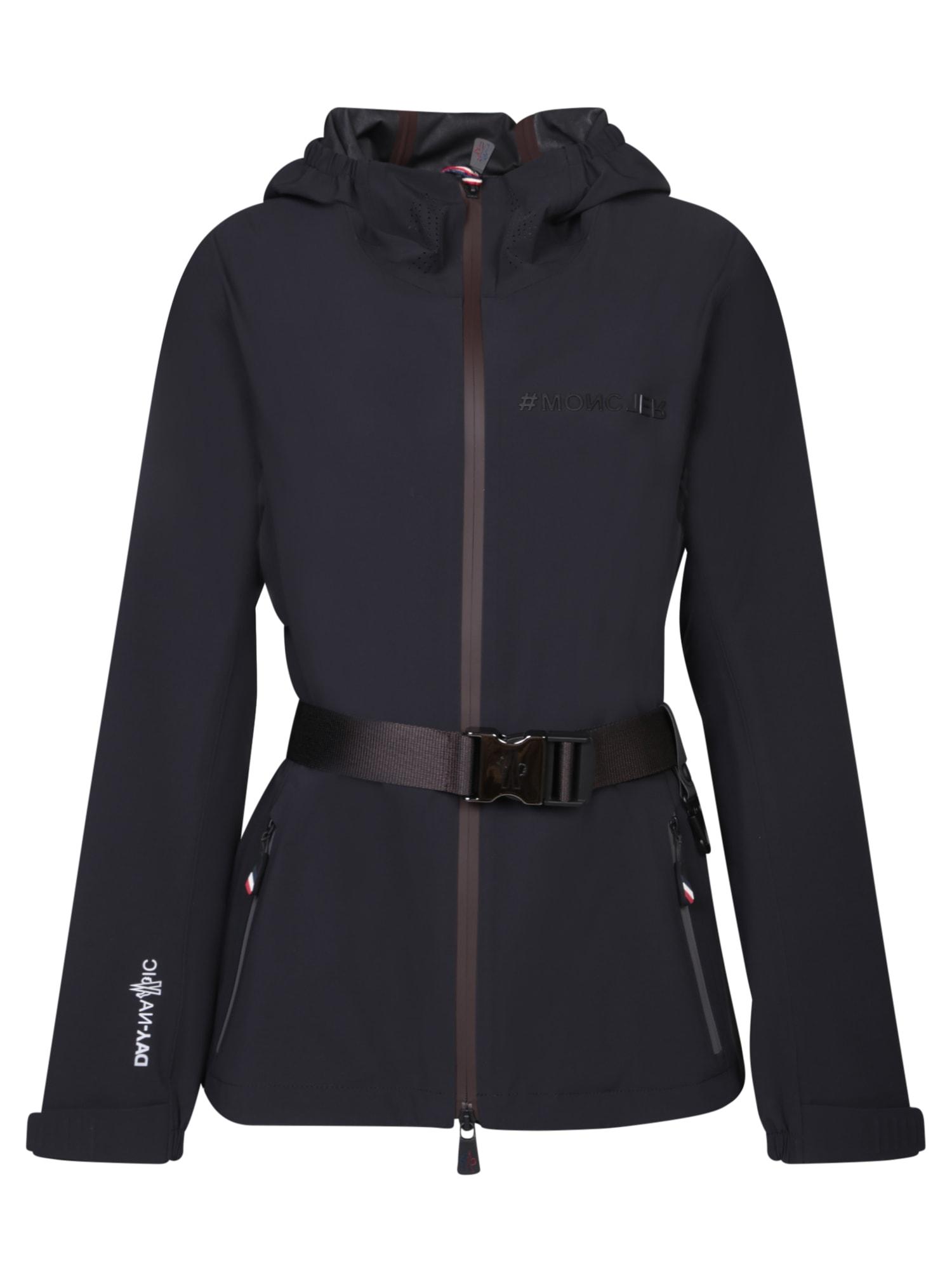 moncler grenoble black fex hooded jacket