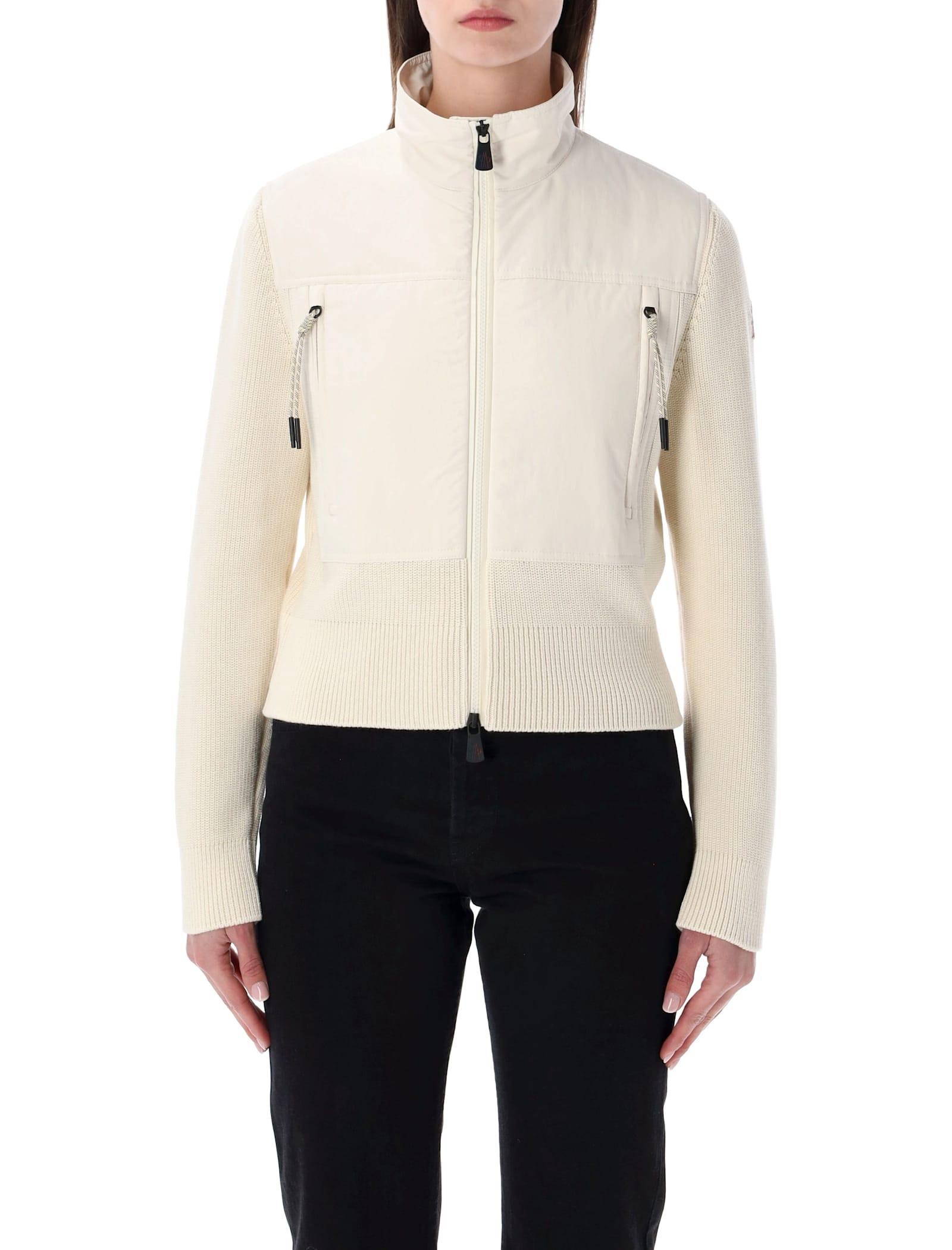 moncler grenoble padded zip-up cotton cardigan