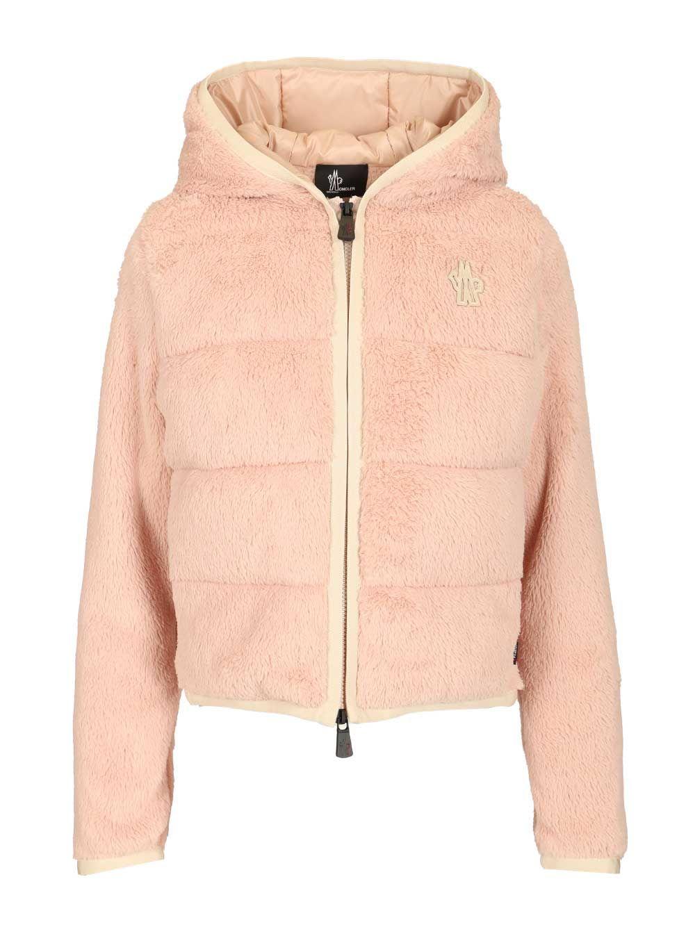 moncler grenoble zip up hooded teddy cardigan
