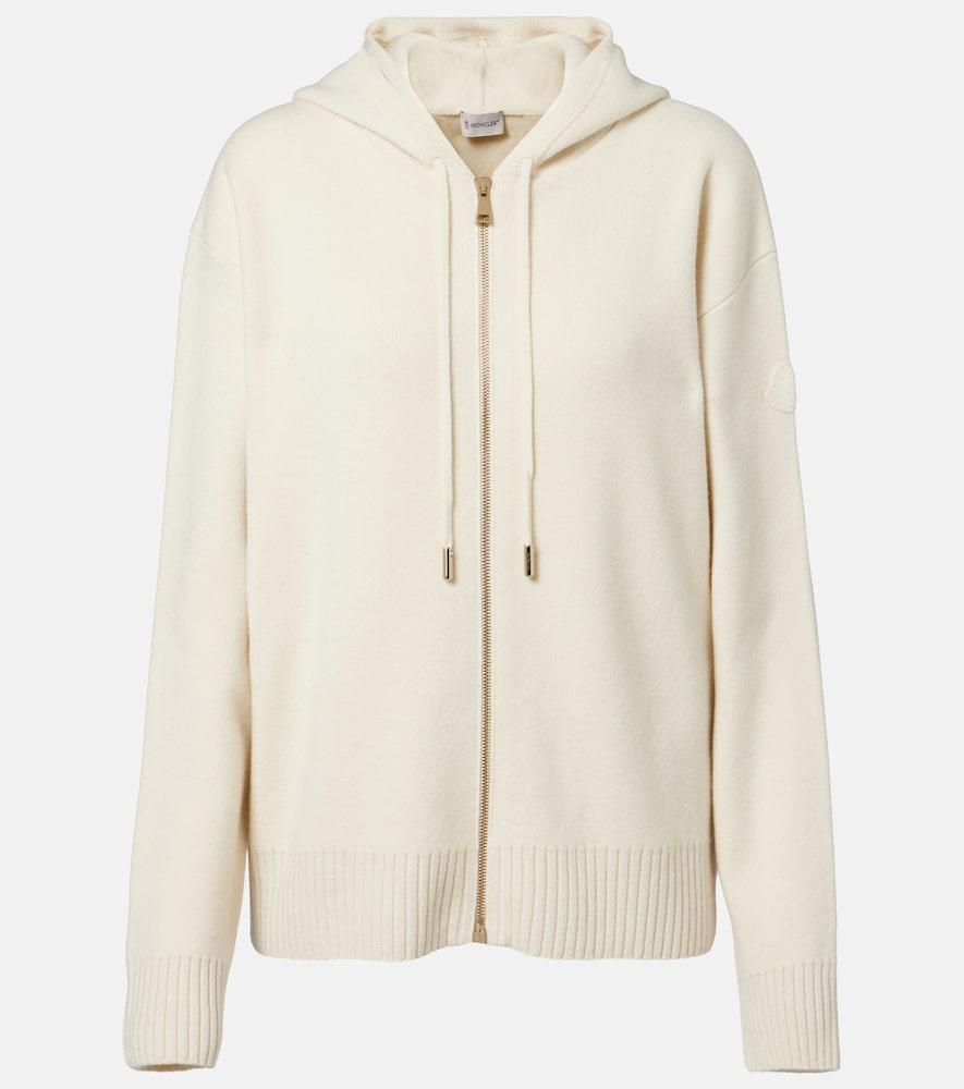 moncler hooded wool and cashmere zip