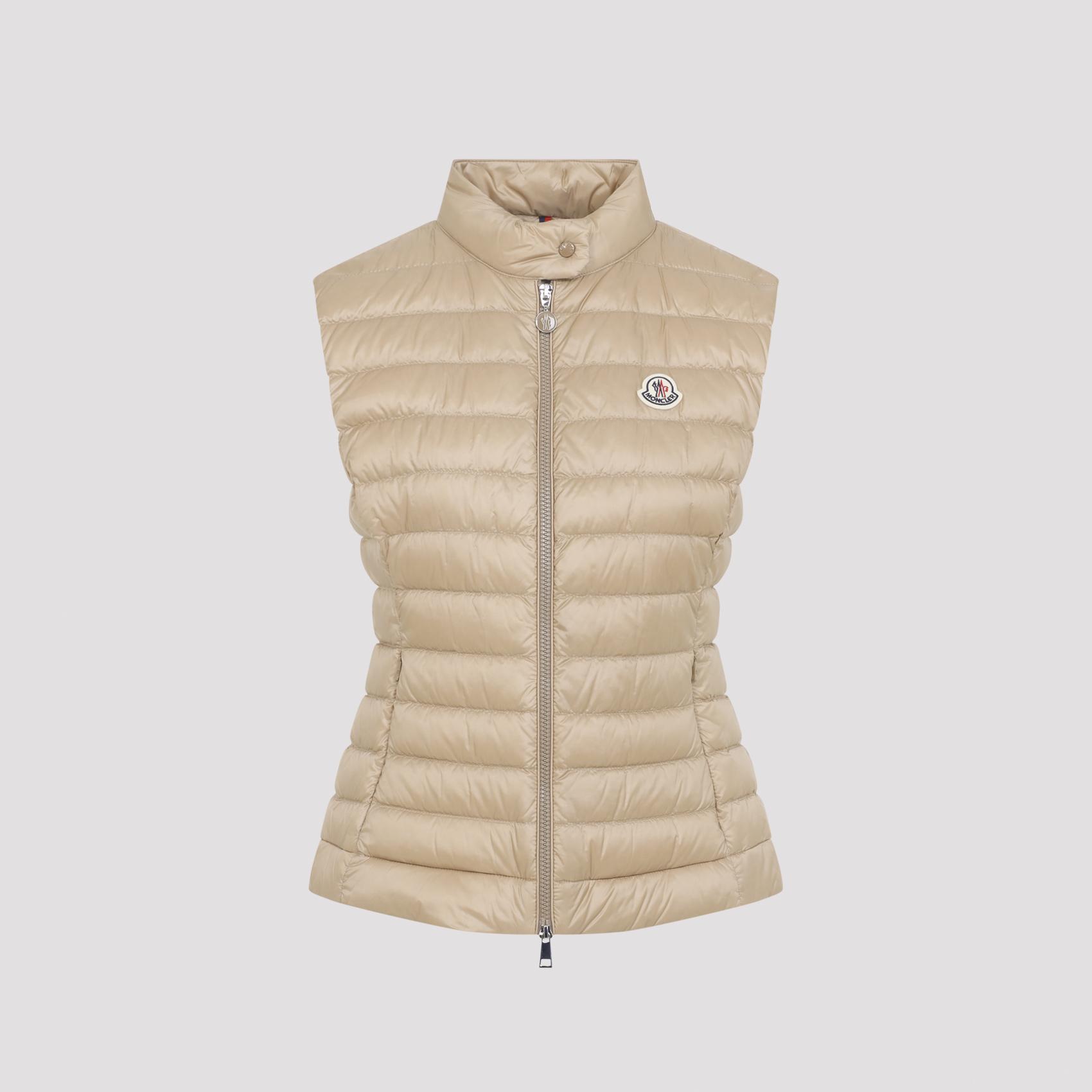 moncler igens vest nude & neutrals polyamide down feather wintercoat - women
