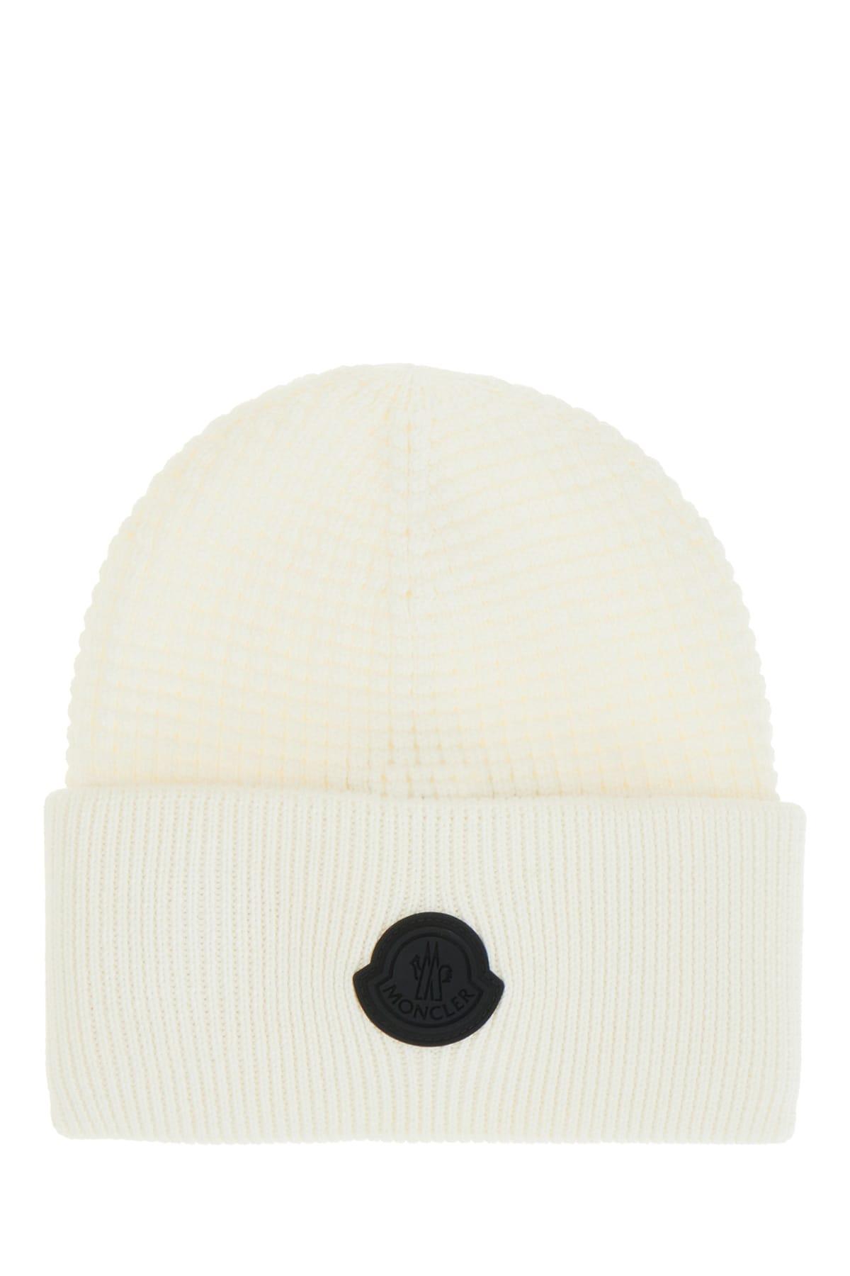moncler ivory cotton beanie hat