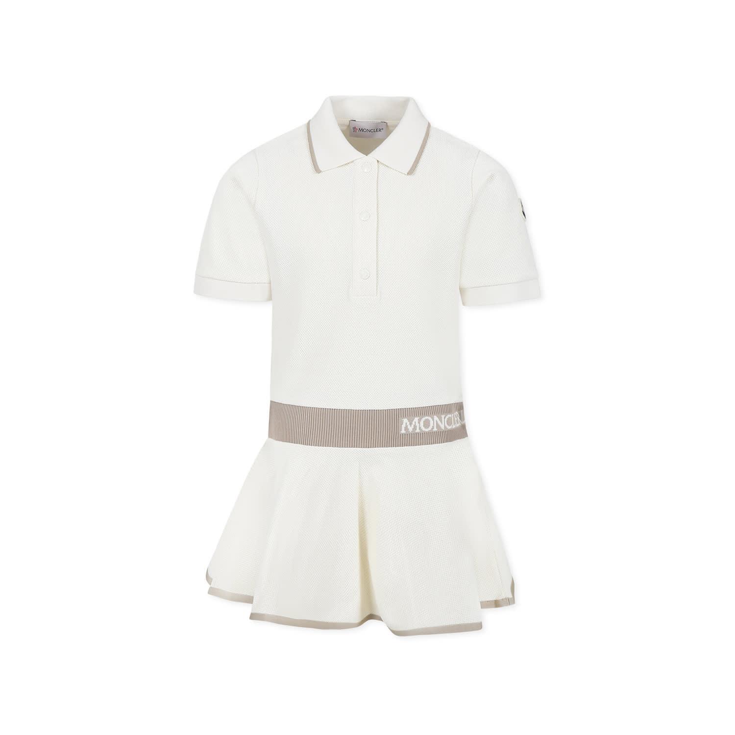 moncler ivory dress for girl with logo