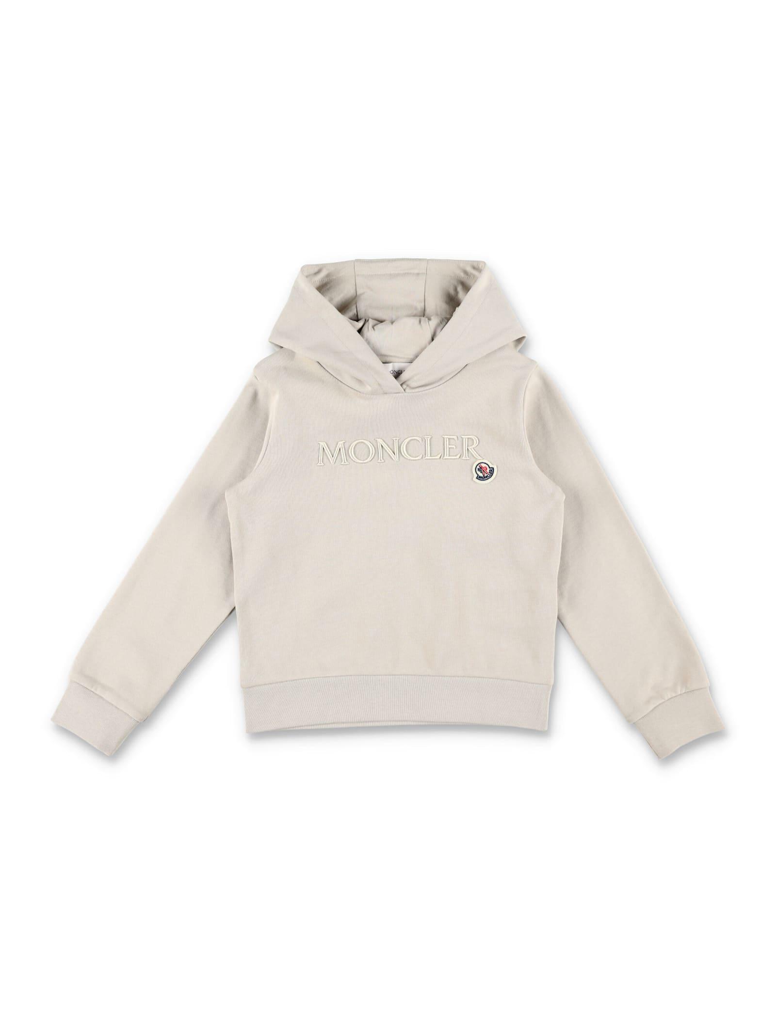 moncler kid - embroidered tonal logo cotto hoodie