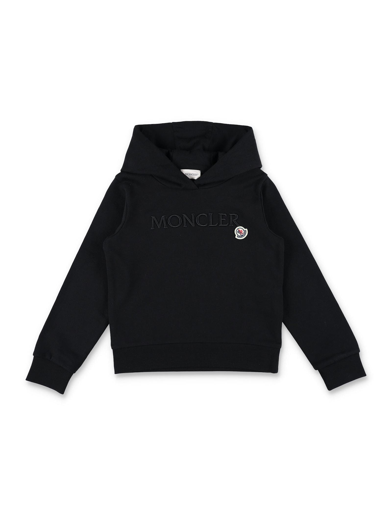 moncler kid - embroidered tonal logo cotto hoodie