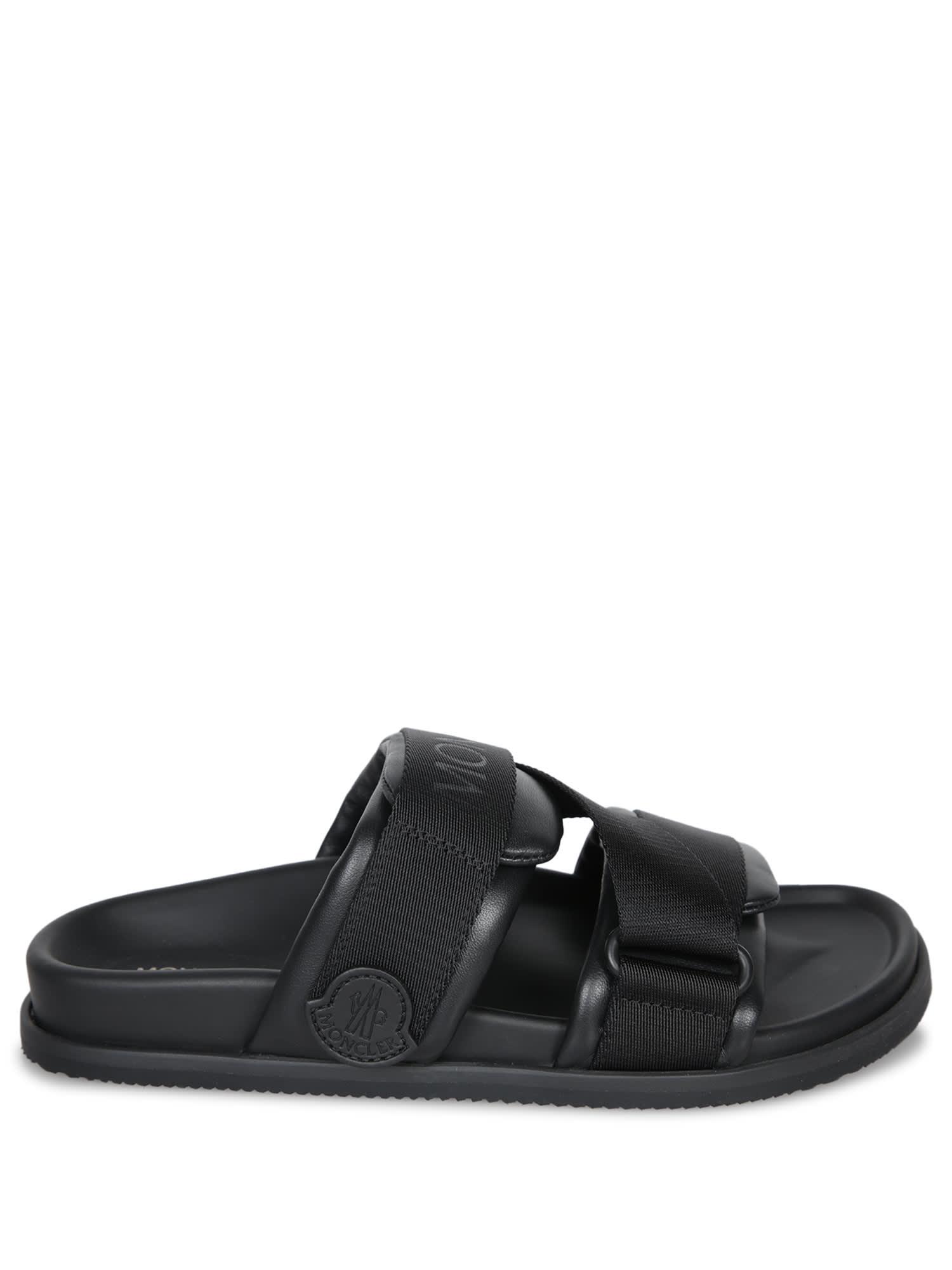 moncler logo black sandals