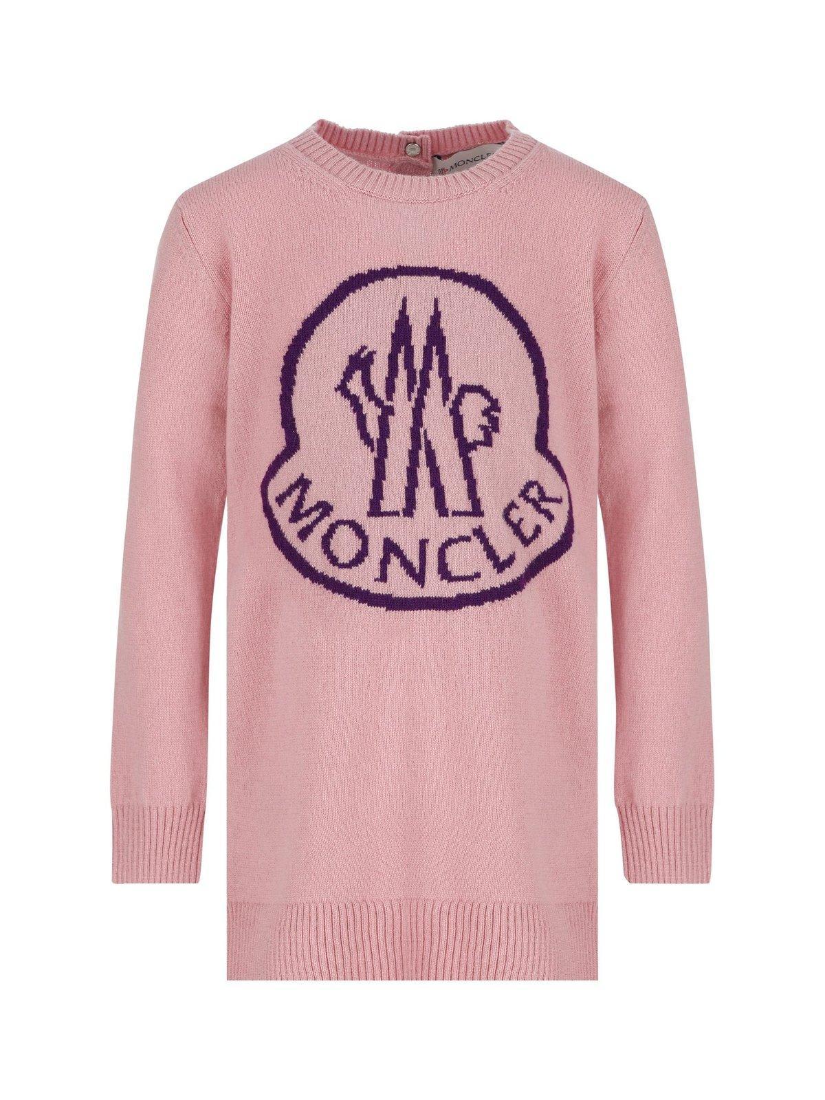 moncler logo intarsia knitted dress