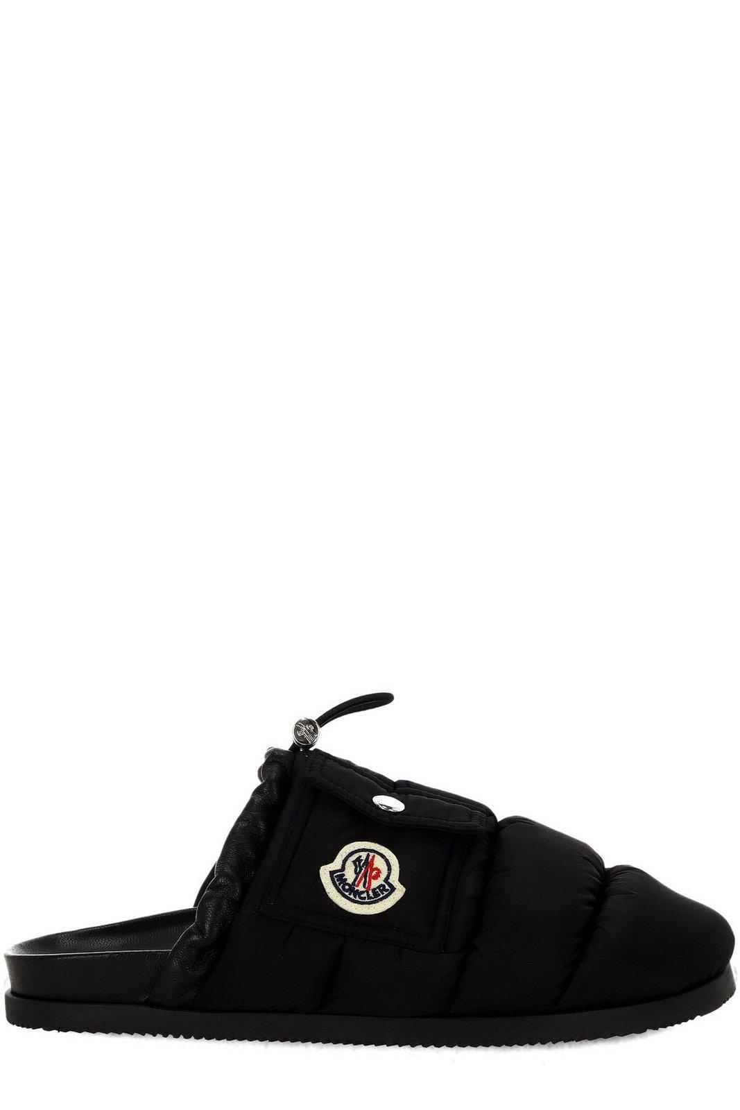 moncler logo patch padded slippers