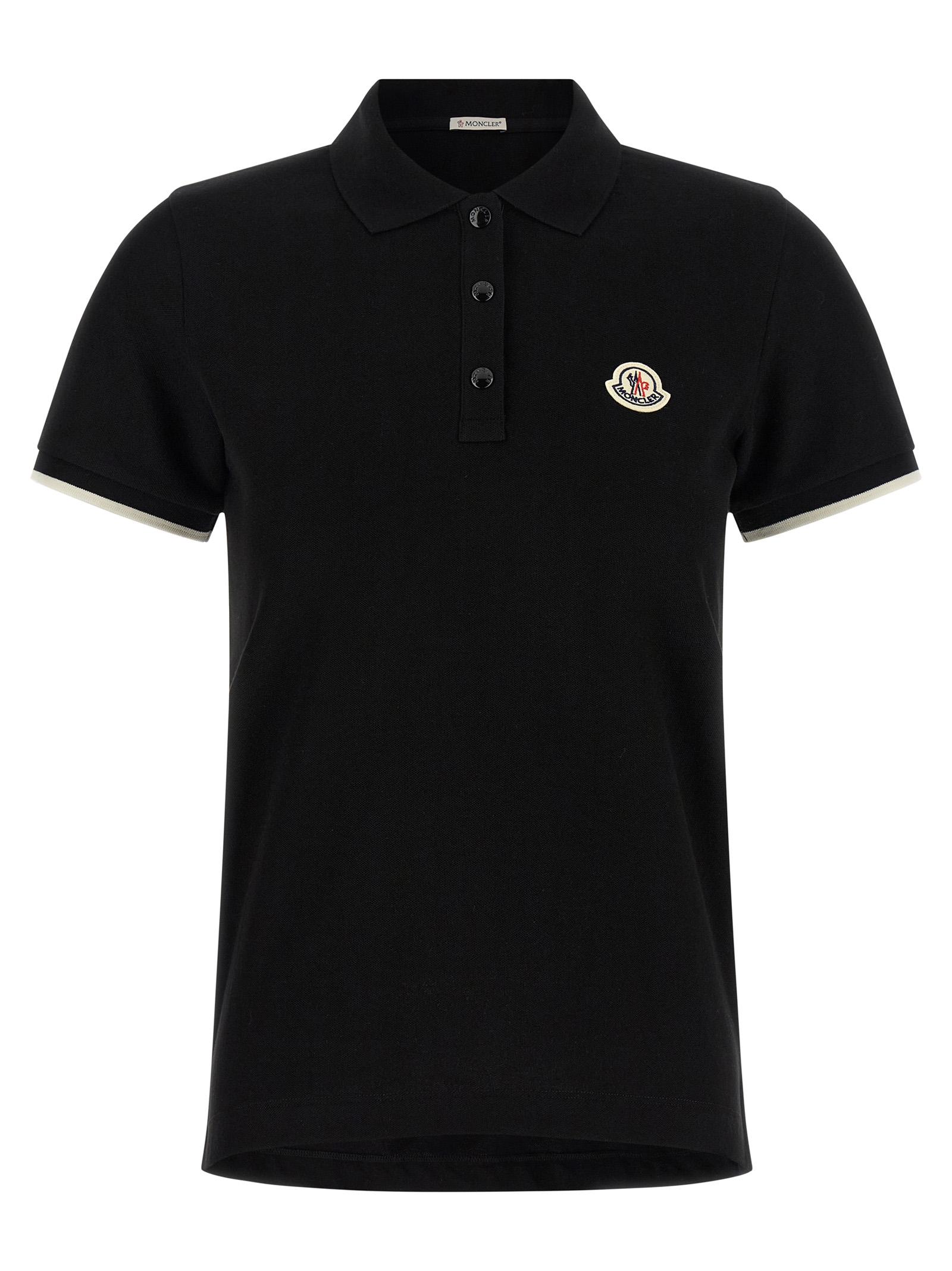 moncler logo patch polo shirt black cotton - women