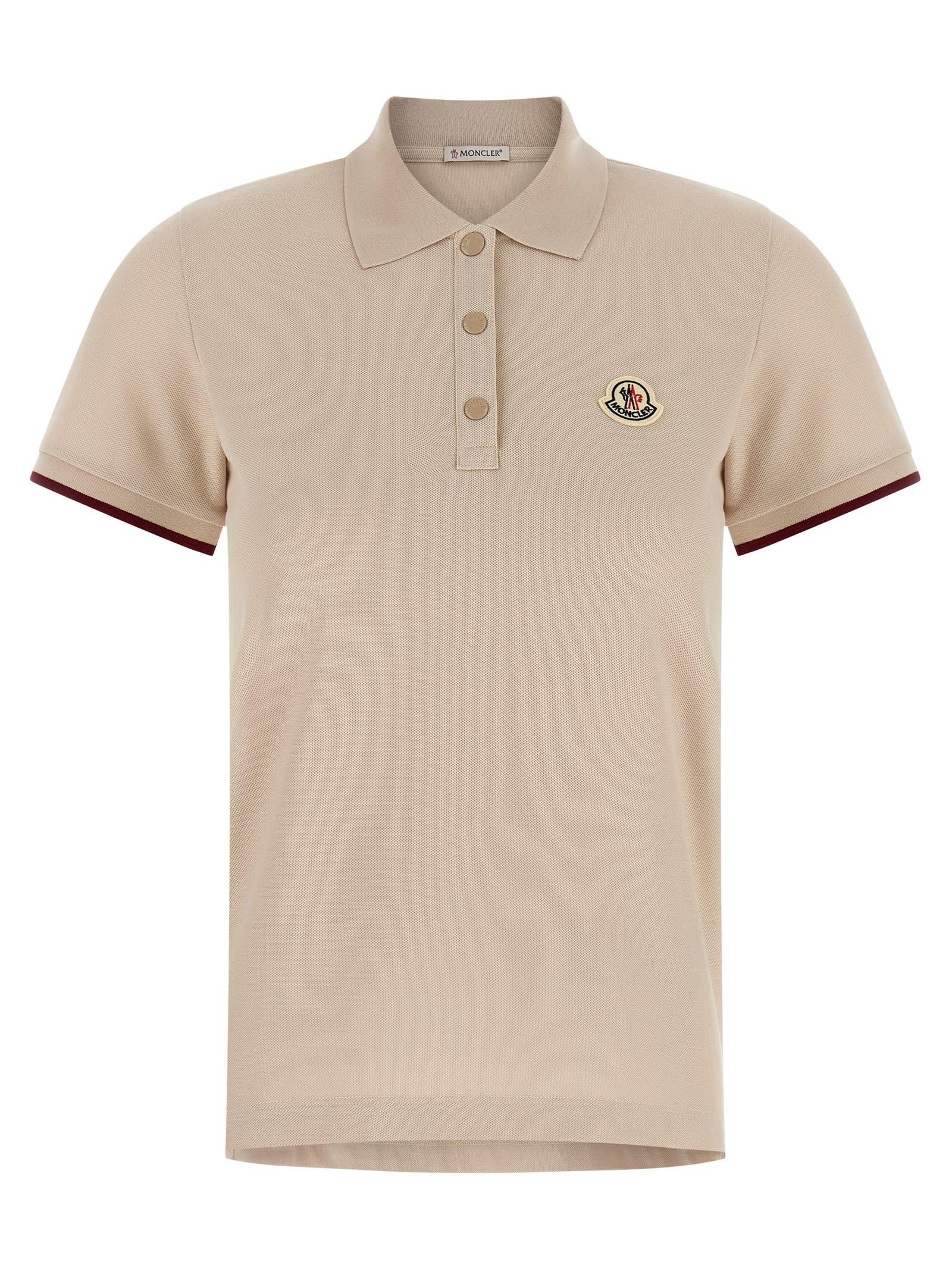 moncler logo patch polo shirt
