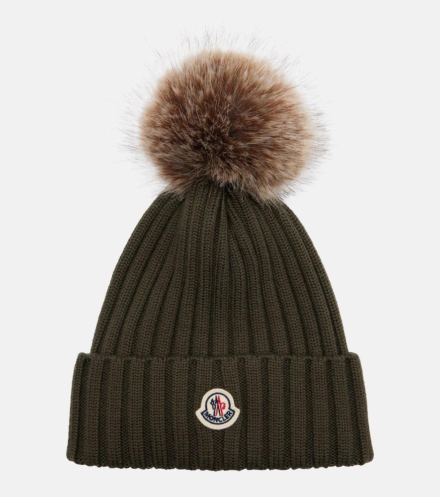 moncler logo virgin wool beanie
