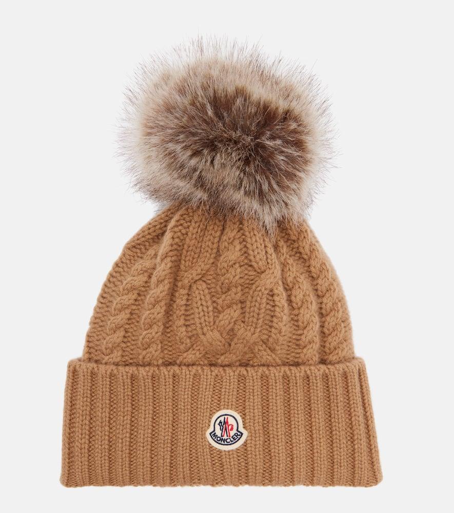 moncler logo wool and cashmere beanie