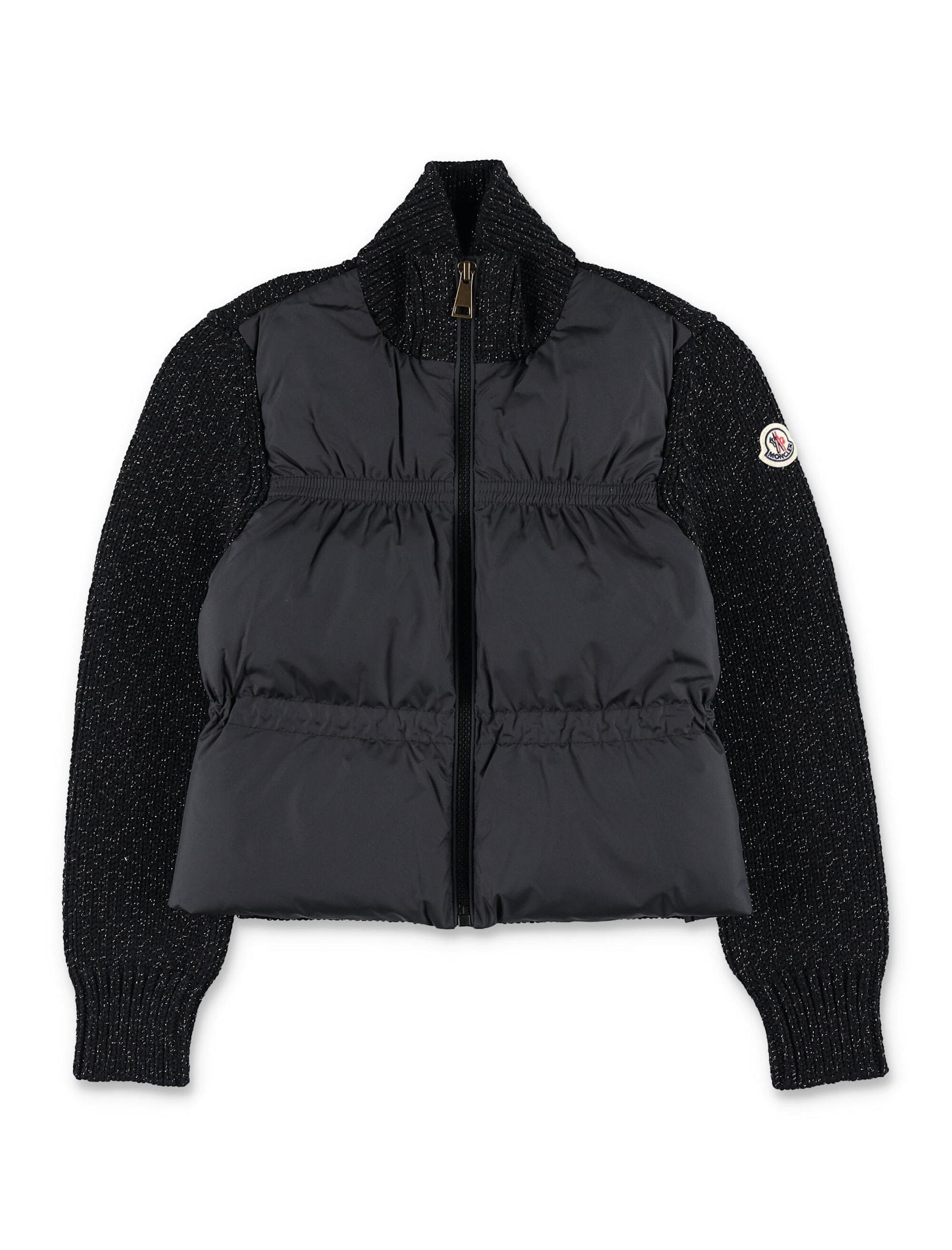 moncler metallic merino wool padded zip-up cardigan for kids