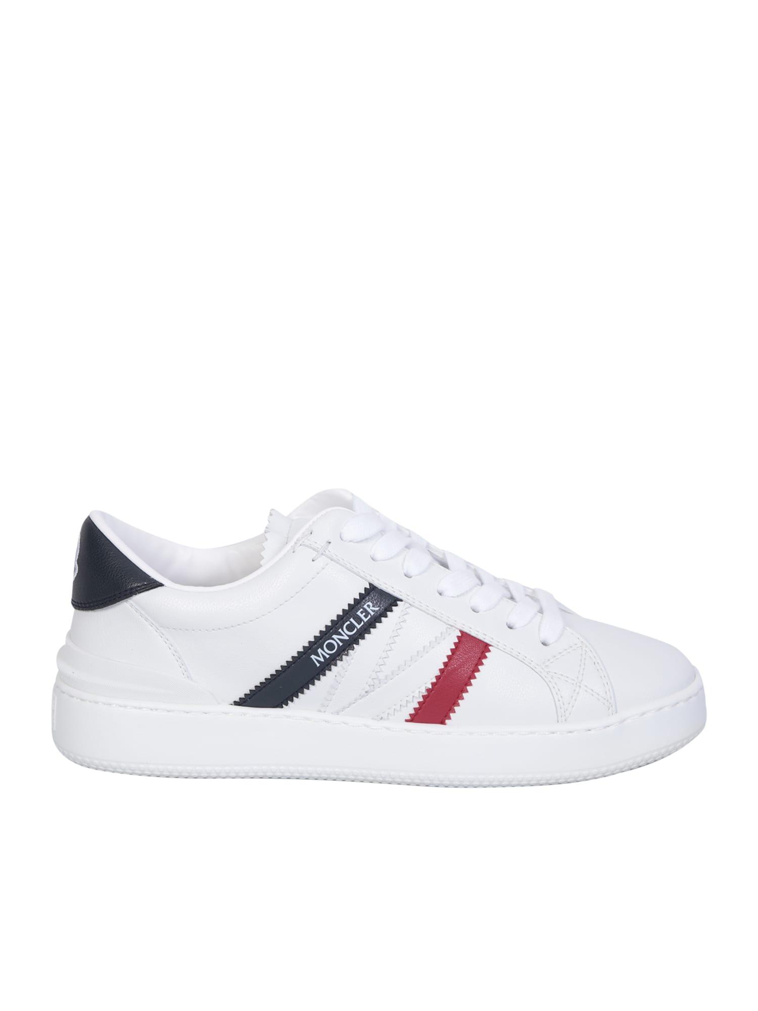 moncler monaco m sneakers in white, blue and red