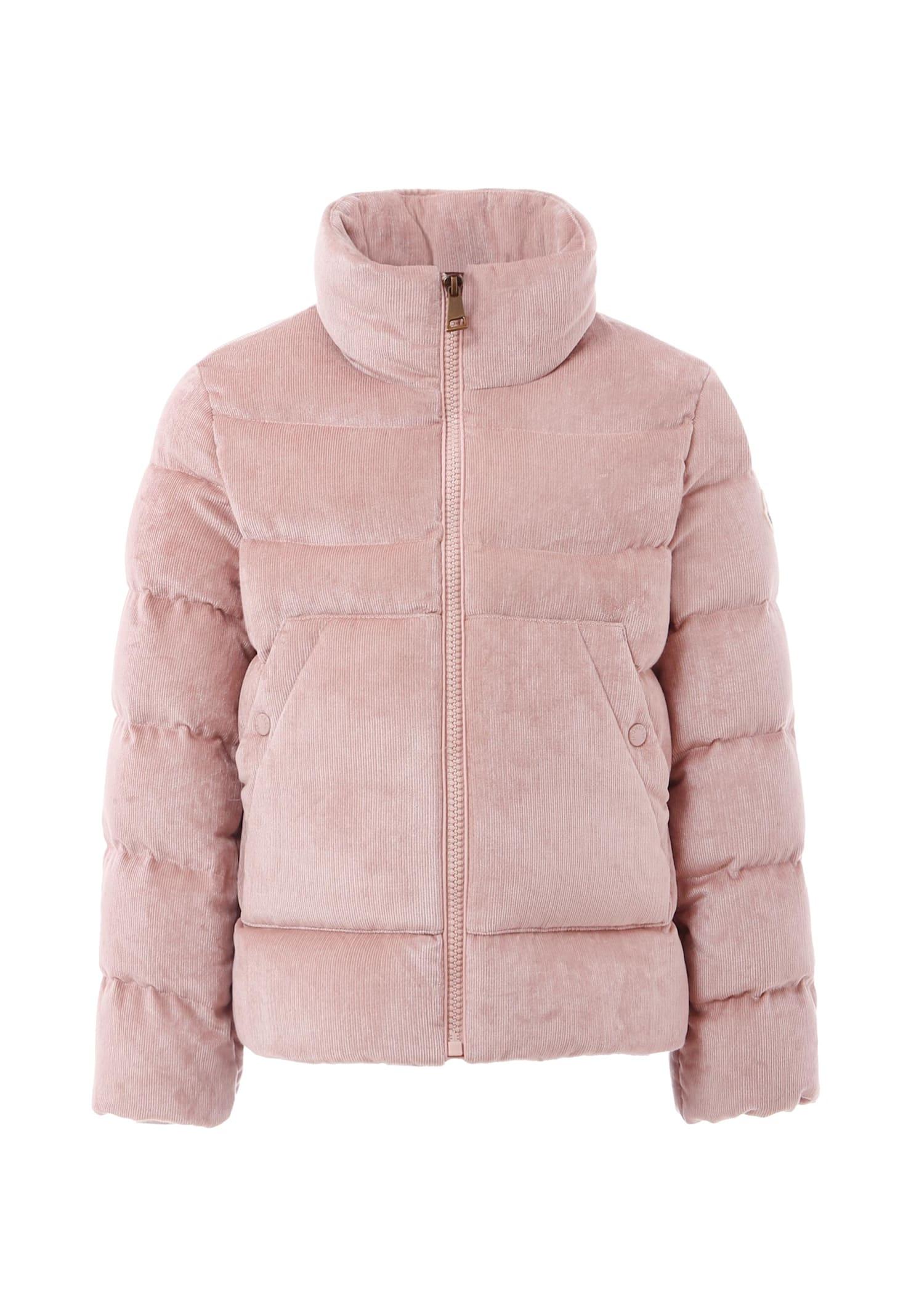 moncler pink marth down jacket for girl with logo