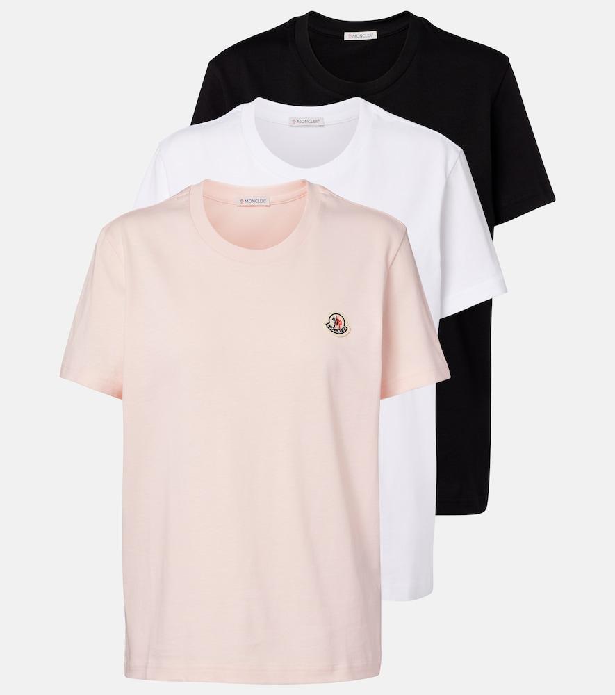 moncler set of 3 cotton jersey t-shirts