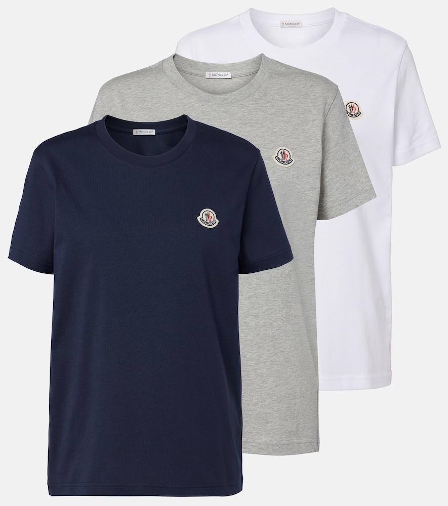 moncler set of three cotton jersey t