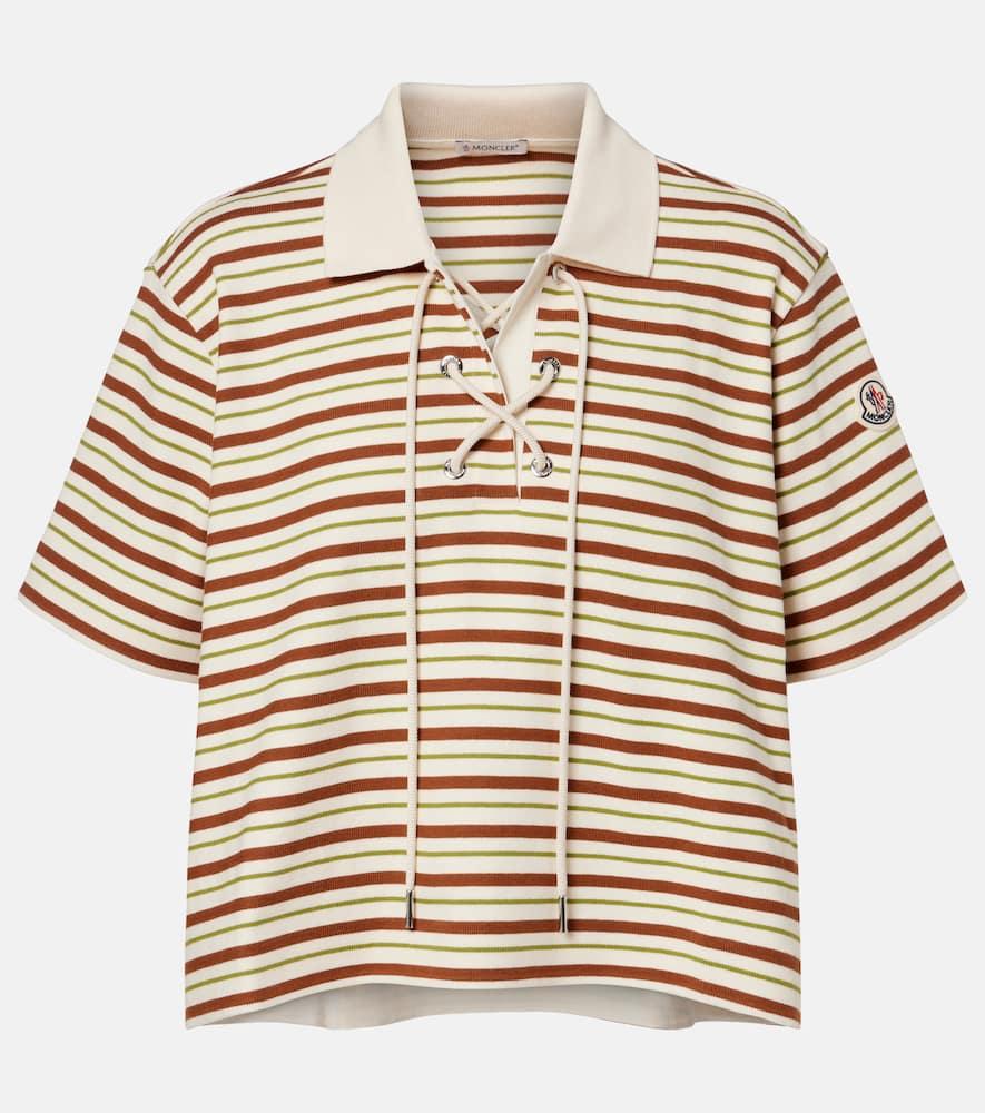 moncler striped cotton jersey polo shirt