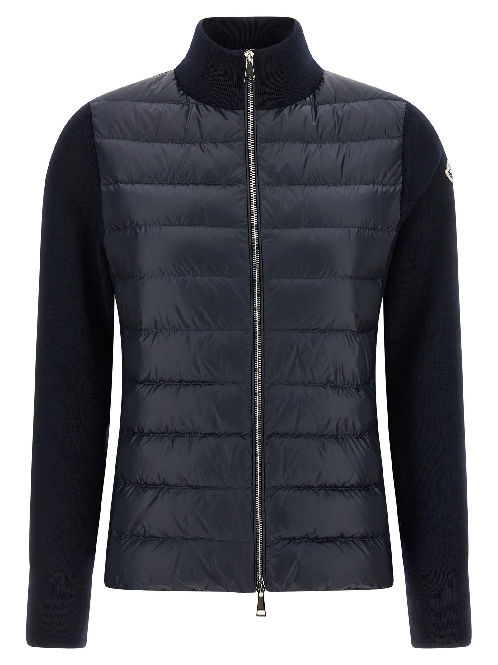 moncler two-material cardigan