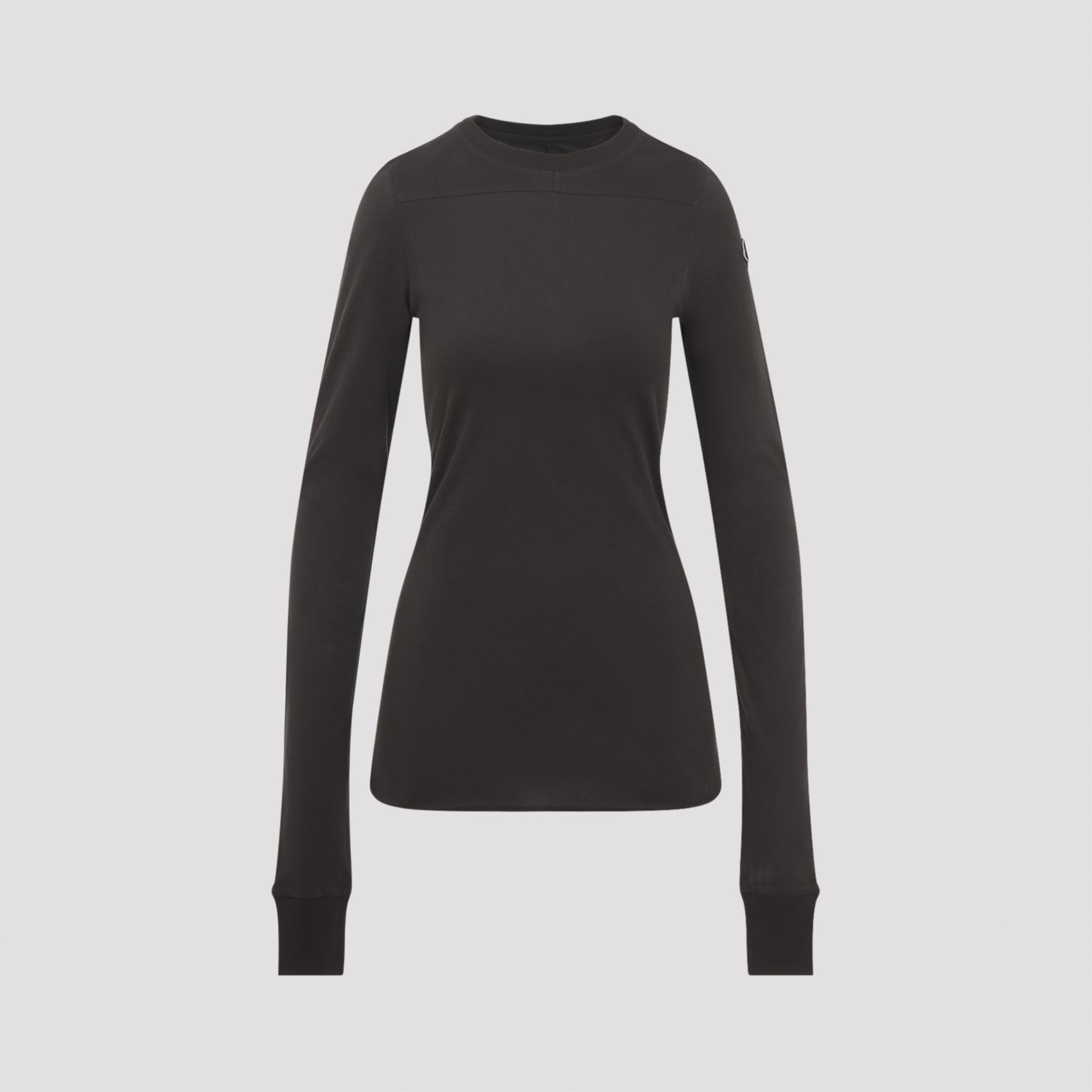 moncler x rick owens girder ls t-shirt brown cotton tshirt - women