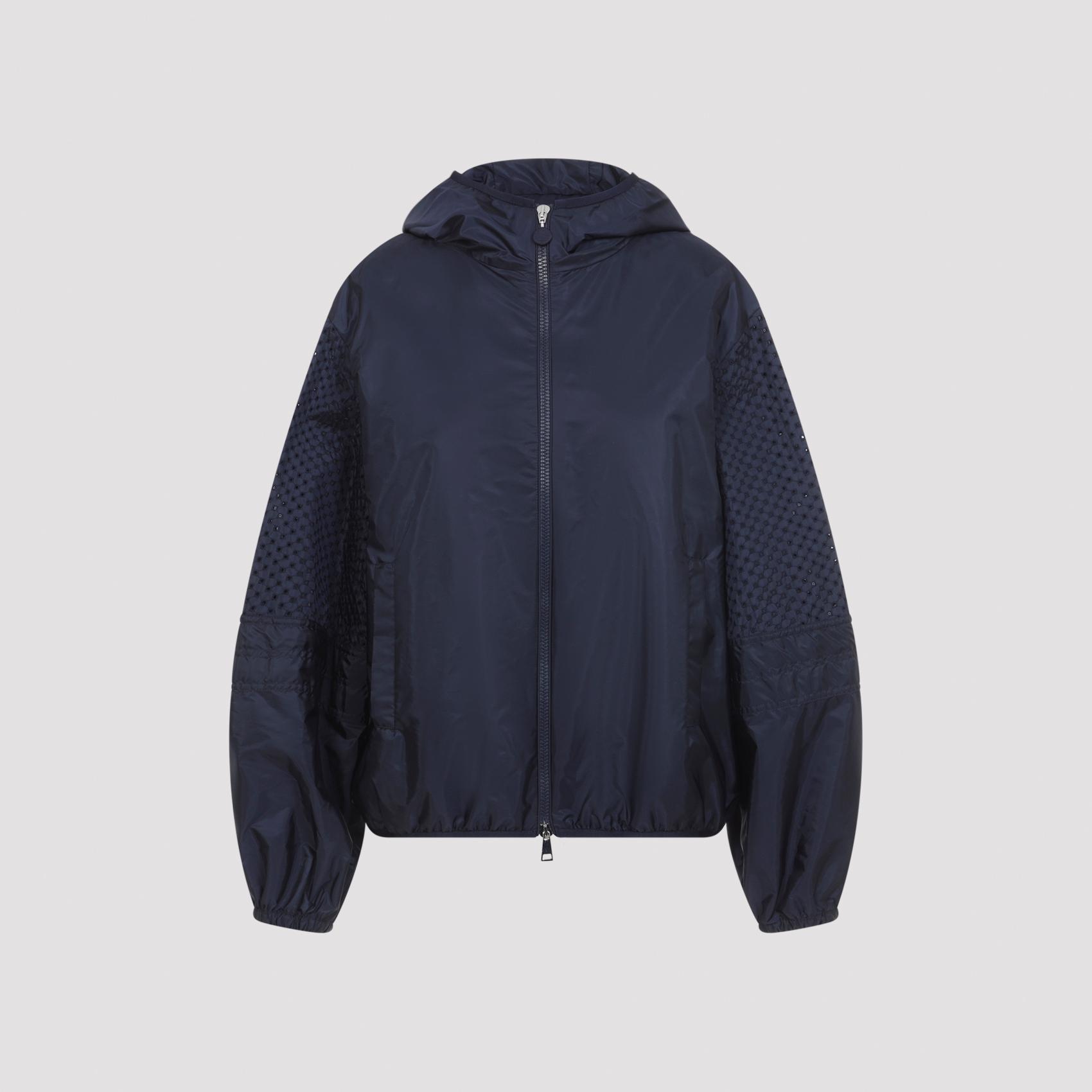 moncler zelkova jacket blue polyamide wintercoat - women
