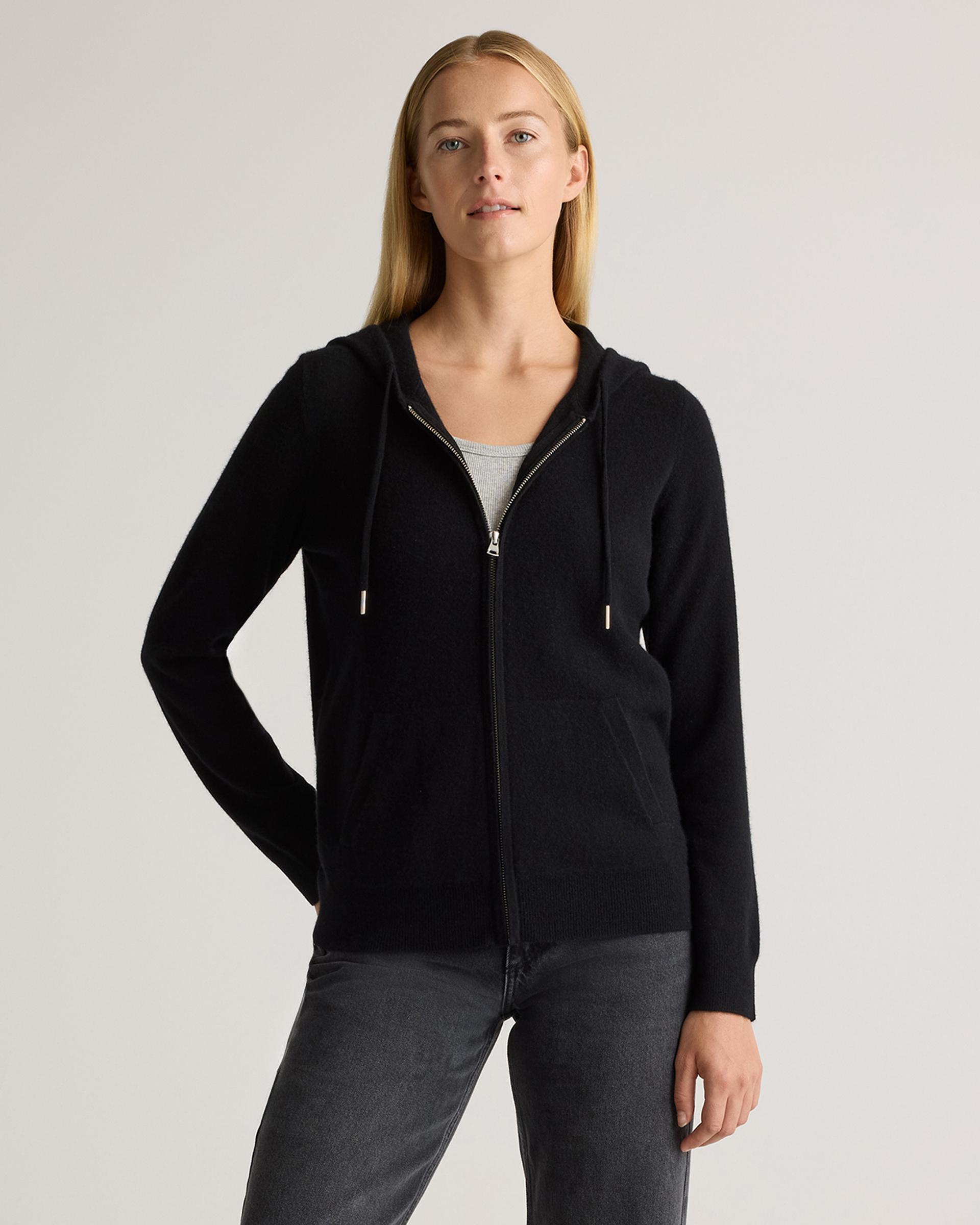 mongolian cashmere full-zip hoodie