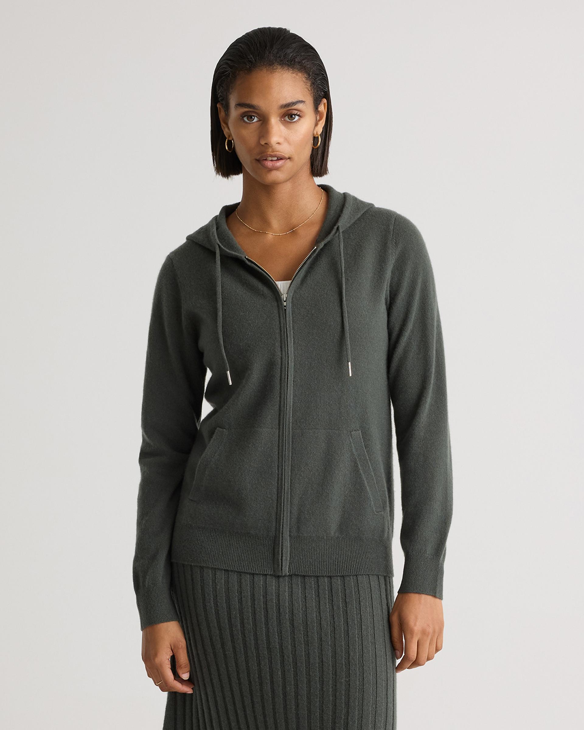 mongolian cashmere full-zip hoodie